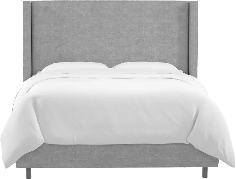 Penelope Gray Upholstered Wingback Twin Bed - Skyline Furniture