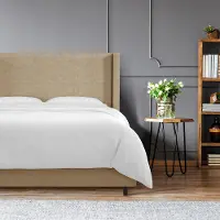 500BEDLNNSND Penelope Tan Upholstered Wingback Twin Bed - Skyline Furniture