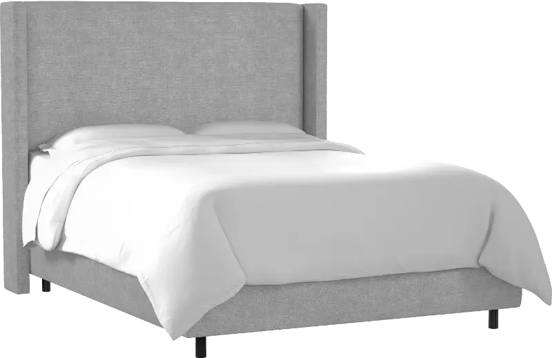 Penelope Gray Upholstered Wingback Queen Bed - Skyline Furniture