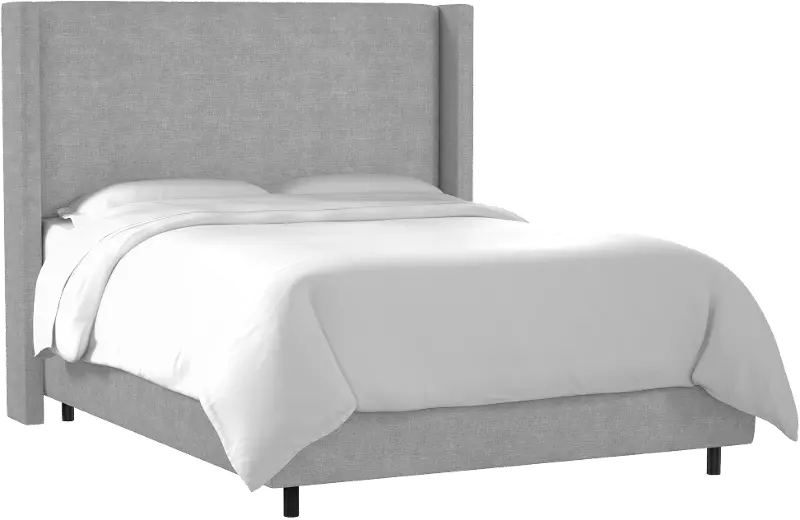 Penelope Gray Upholstered Wingback King Bed - Skyline Furniture