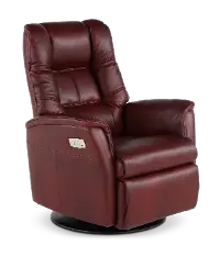 Boston Burgundy Leather Standard Swivel Glider Power Recliner