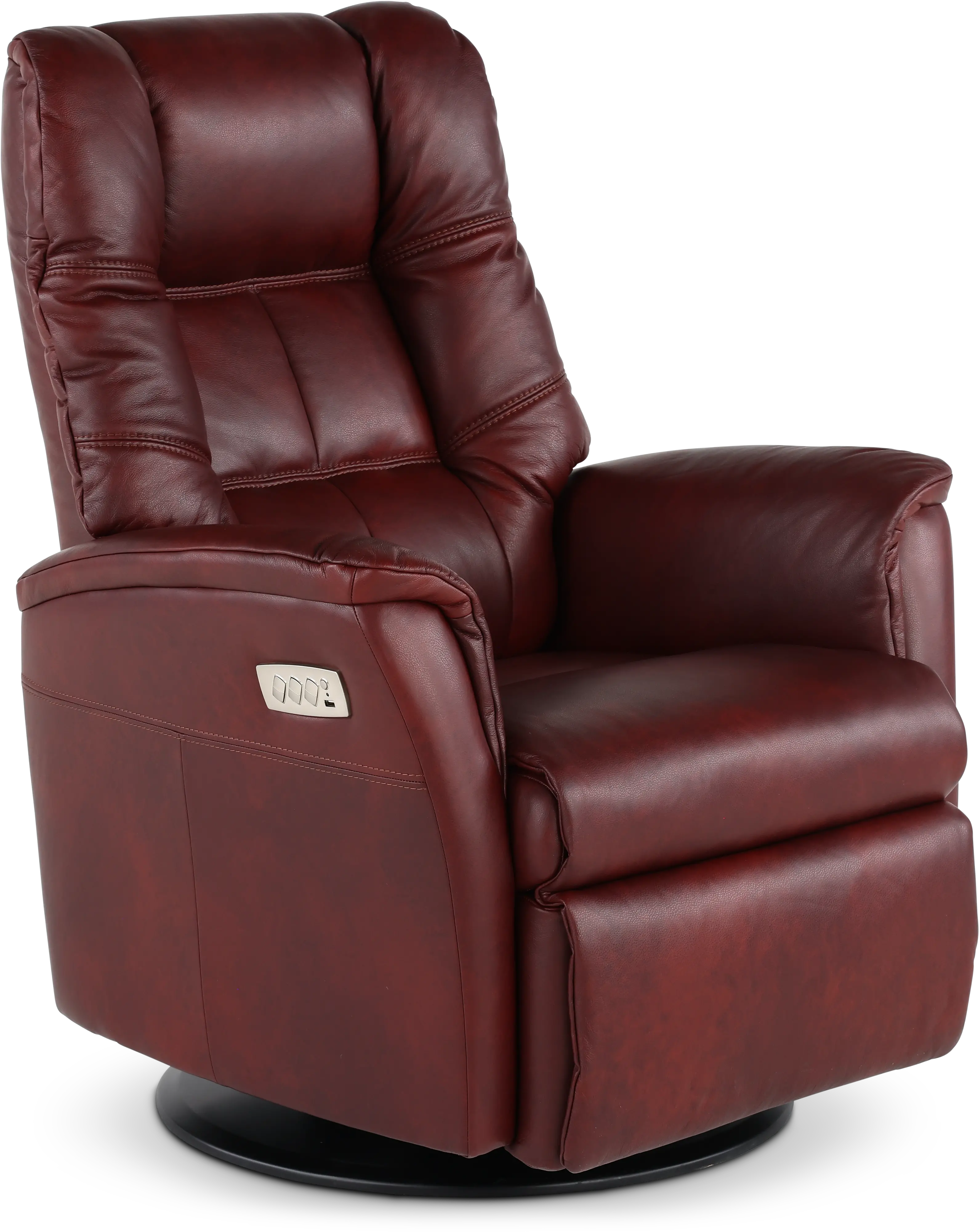 Boston Burgundy Leather Standard Swivel Glider Power Recliner RC - Main Image