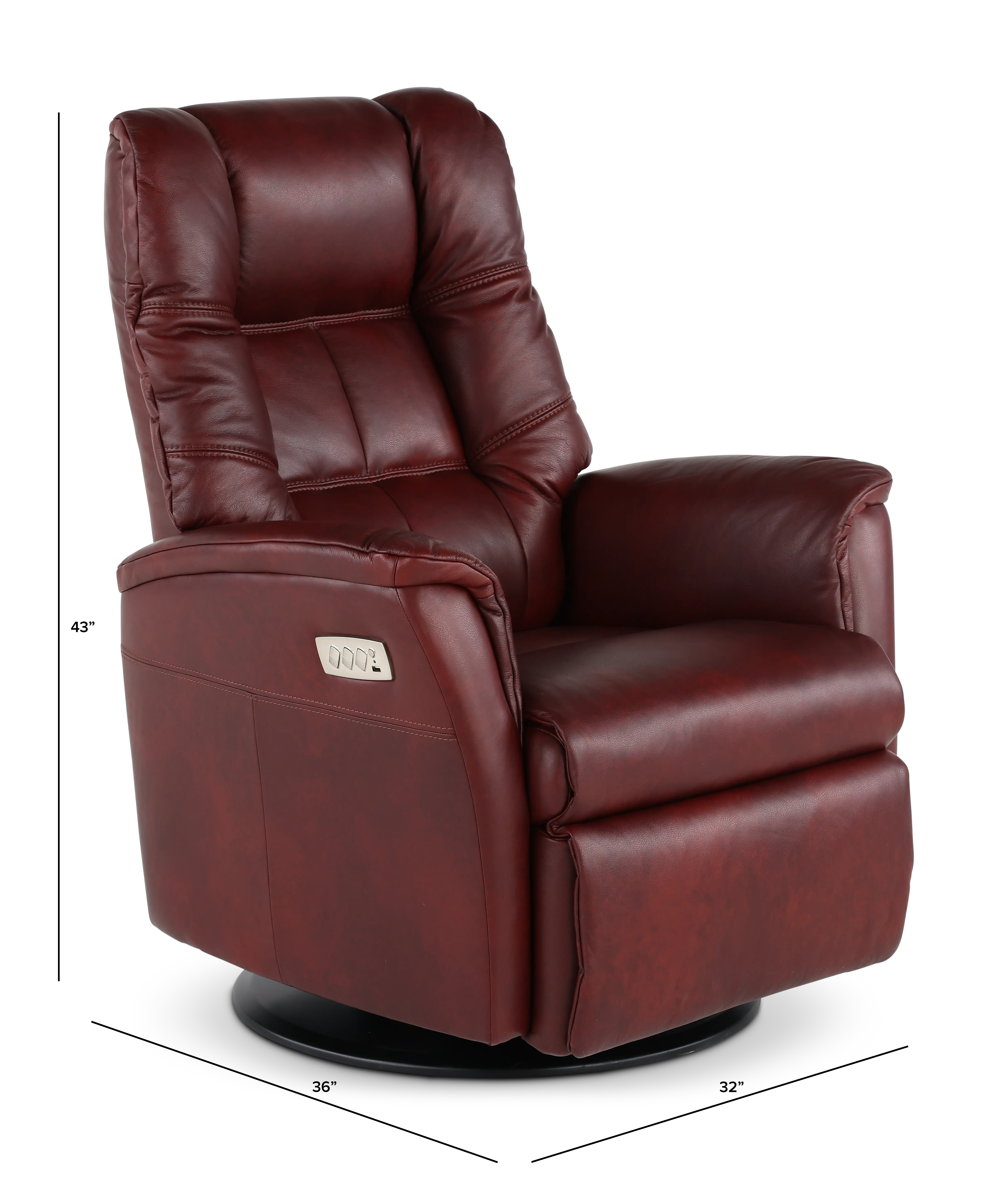 Boston Burgundy Leather Standard Swivel Glider Power Recliner-3