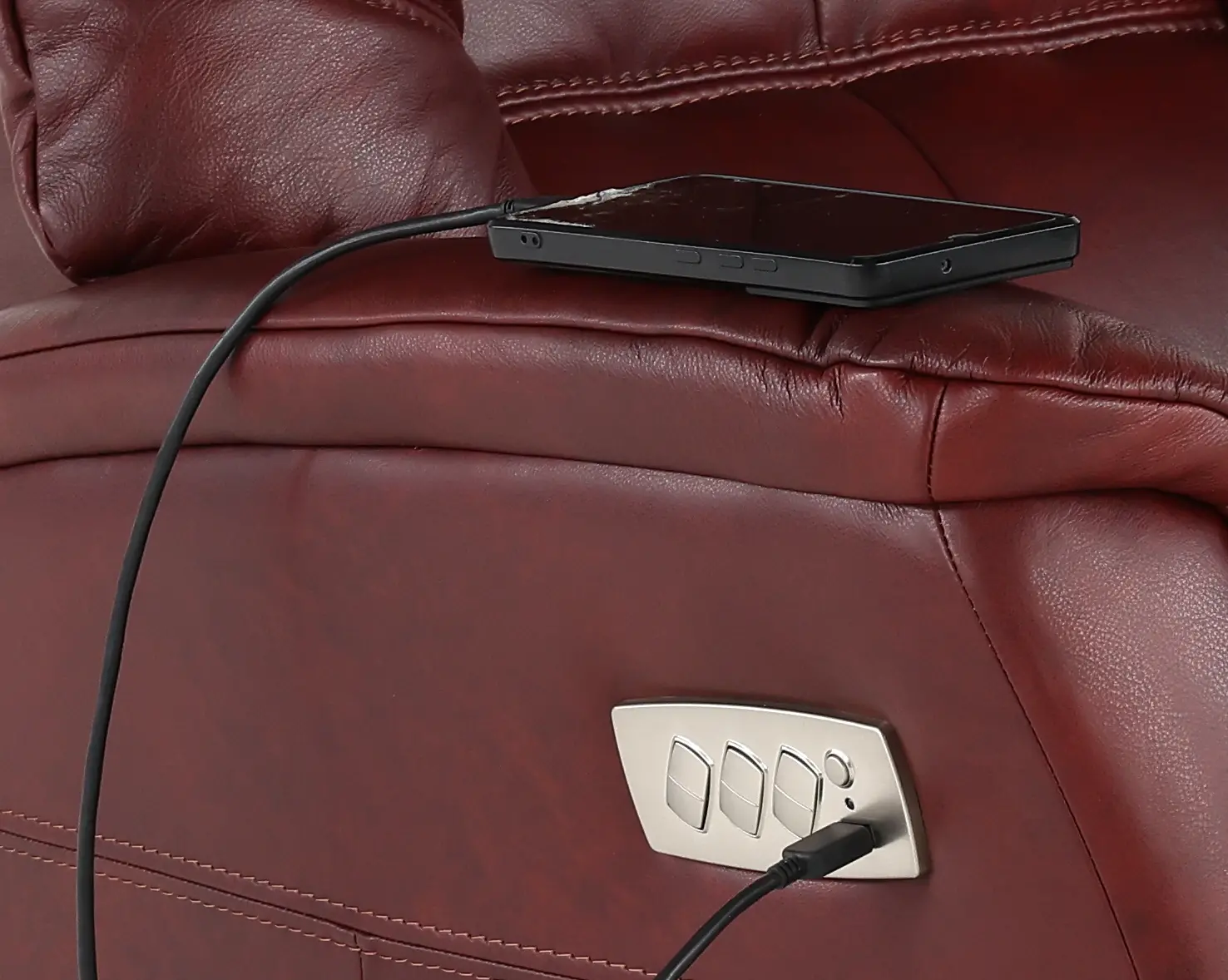 Boston Burgundy Leather Standard Swivel Glider Power Recliner-8