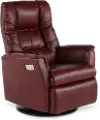 Boston Burgundy Leather Large Swivel Glider Power Recliner