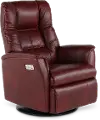 Boston Burgundy Leather Large Swivel Glider Power Recliner