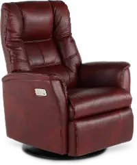Boston Burgundy Leather Large Swivel Glider Power Recliner