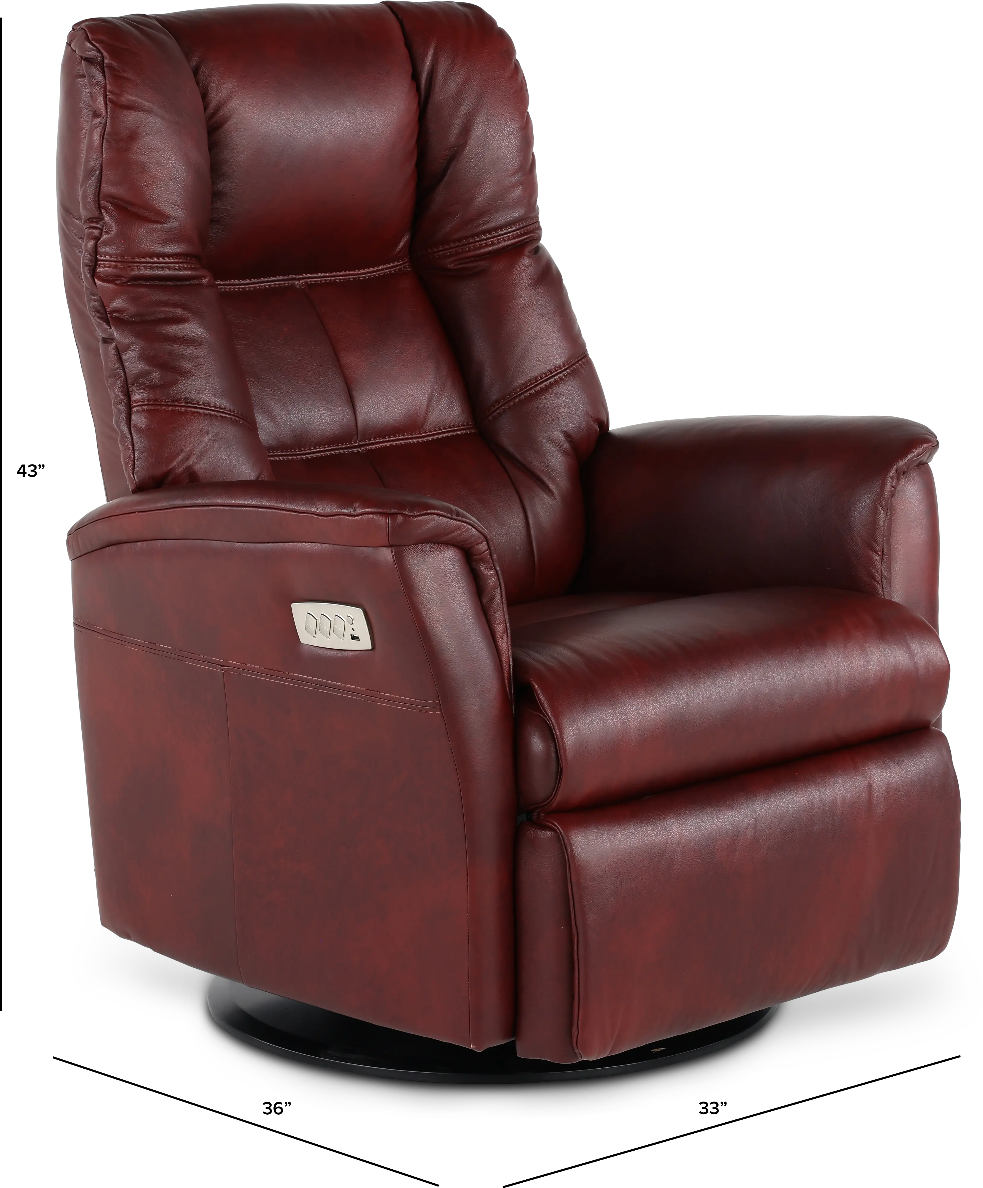 Boston Burgundy Leather Large Swivel Glider Power Recliner-3