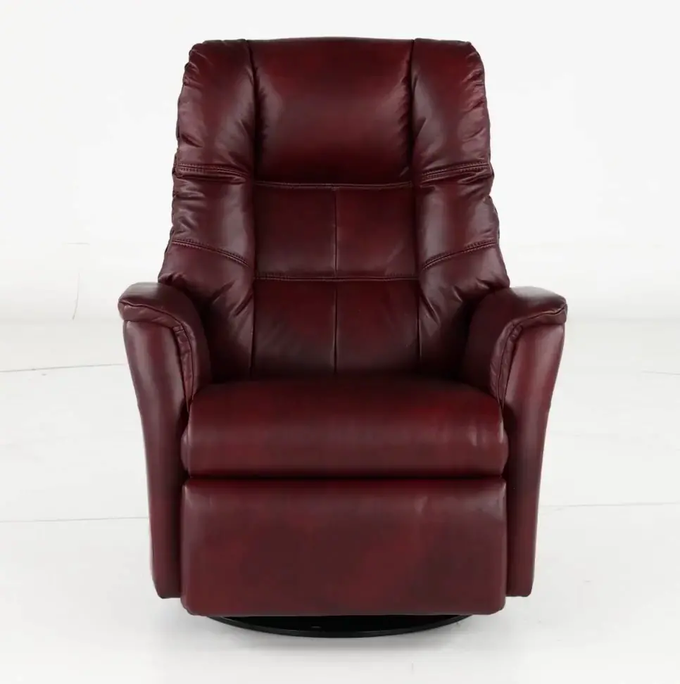Boston Burgundy Leather Large Swivel Glider Power Recliner-5