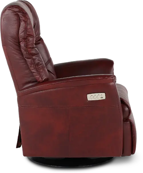 Boston Burgundy Leather Large Swivel Glider Power Recliner RC Willey