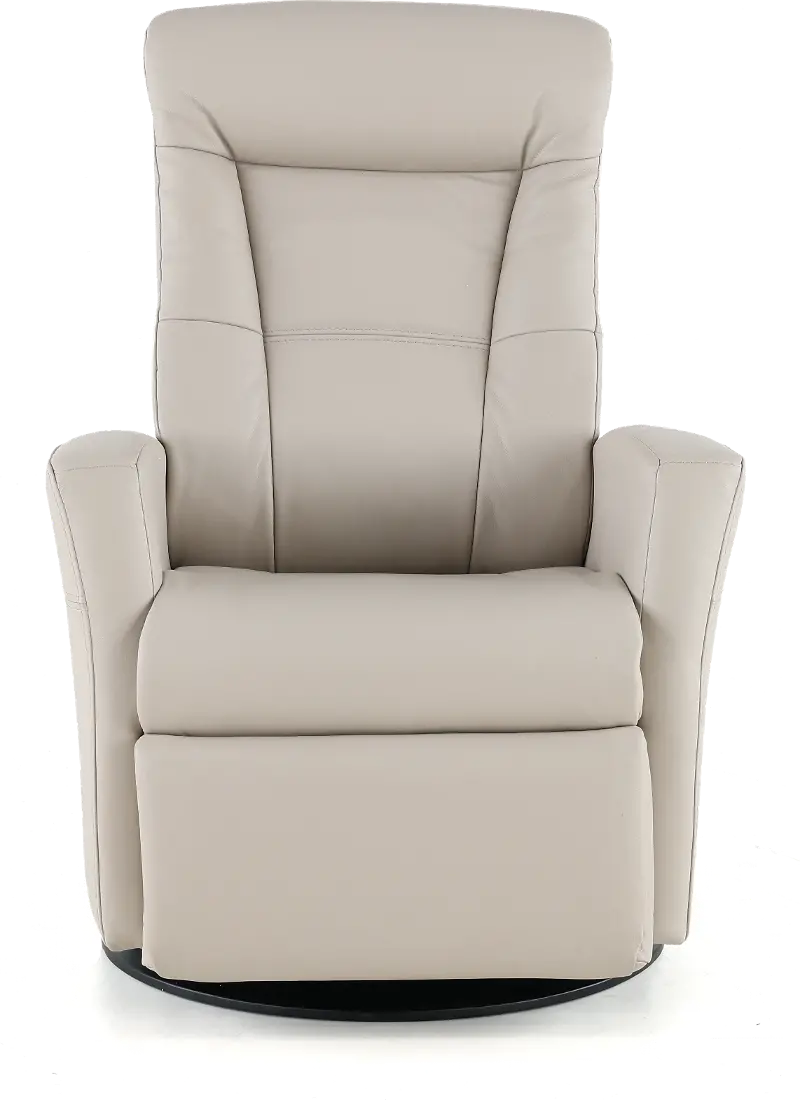 Grove Gray Standard Leather Swivel Glider Power Recliner with Adjustable Headrest