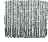 Teal Blue, Gray and Cream Stria Throw Blanket