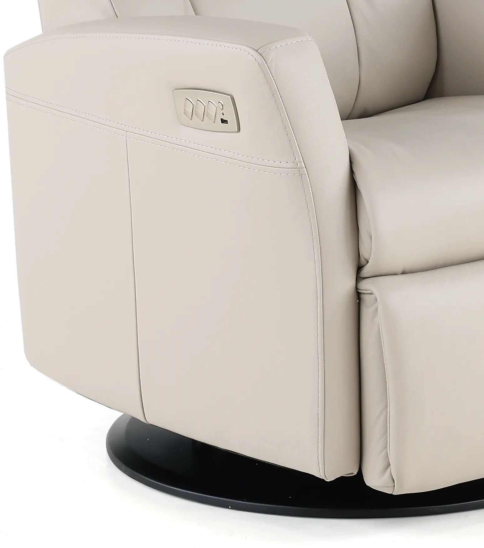 Grove Gray Large Leather Swivel Glider Power Recliner with Adjustable Headrest-4