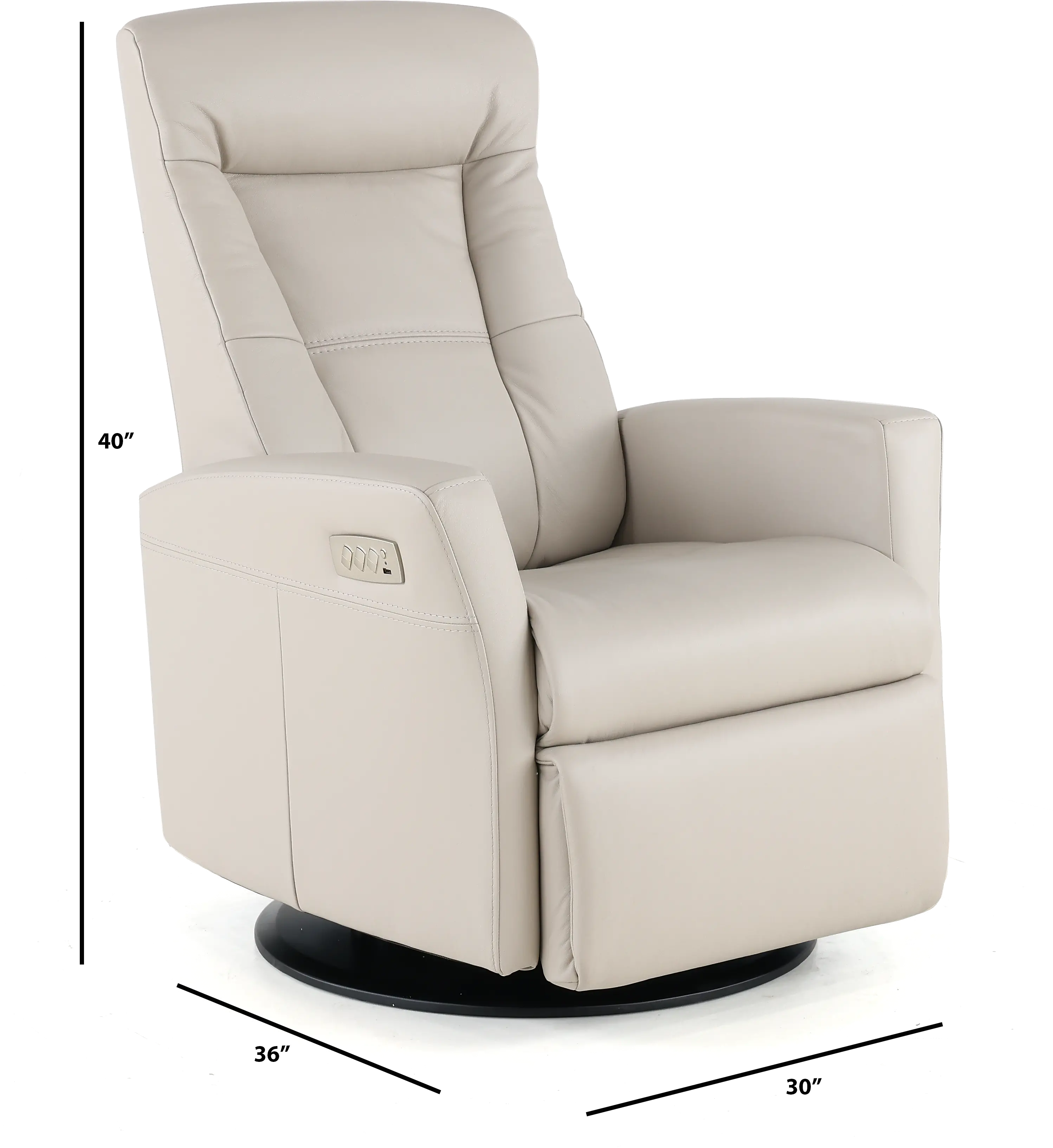 Grove Gray Large Leather Swivel Glider Power Recliner with Adjustable Headrest-3