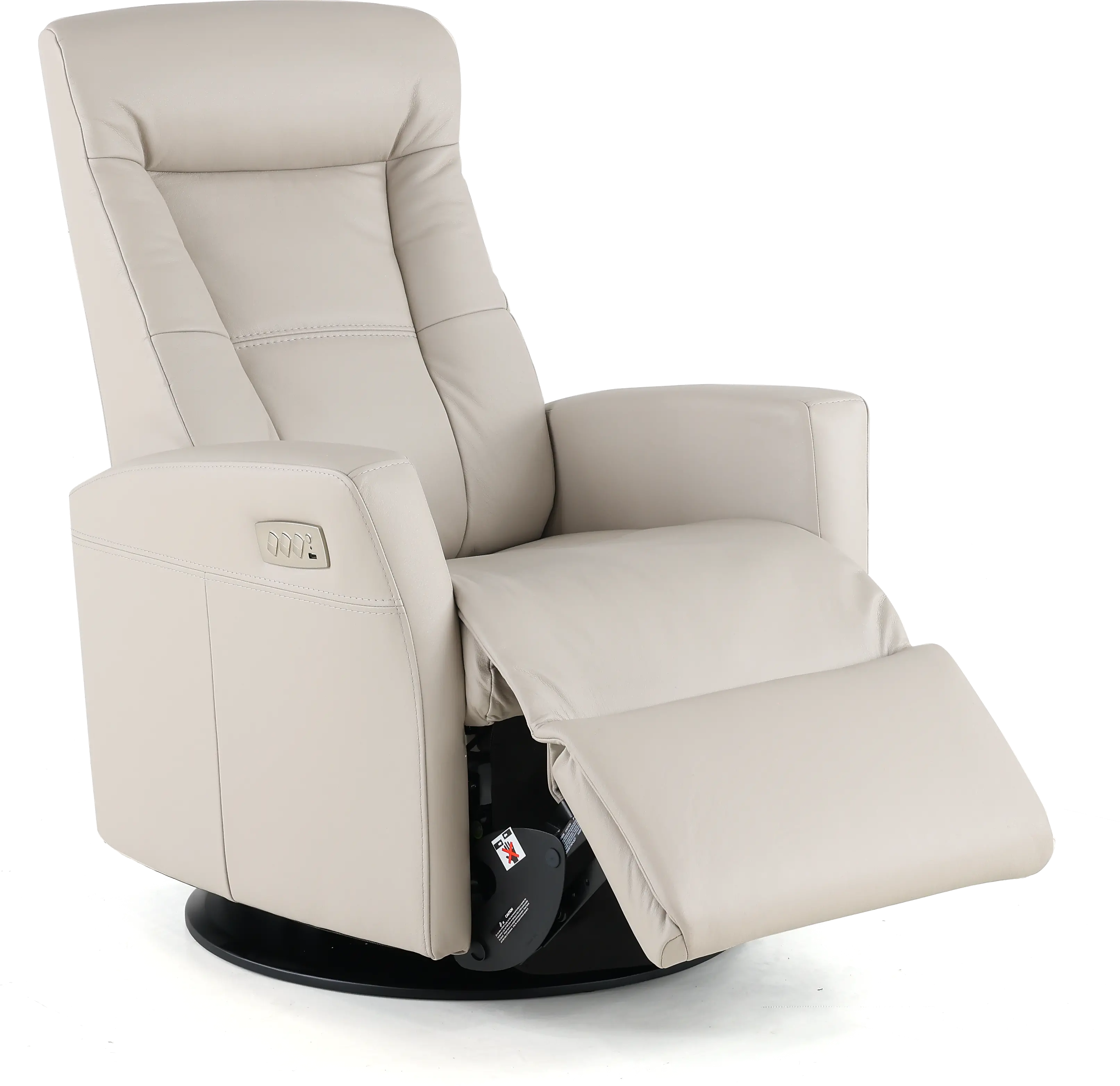 Grove Gray Large Leather Swivel Glider Power Recliner with Adjustable Headrest-6