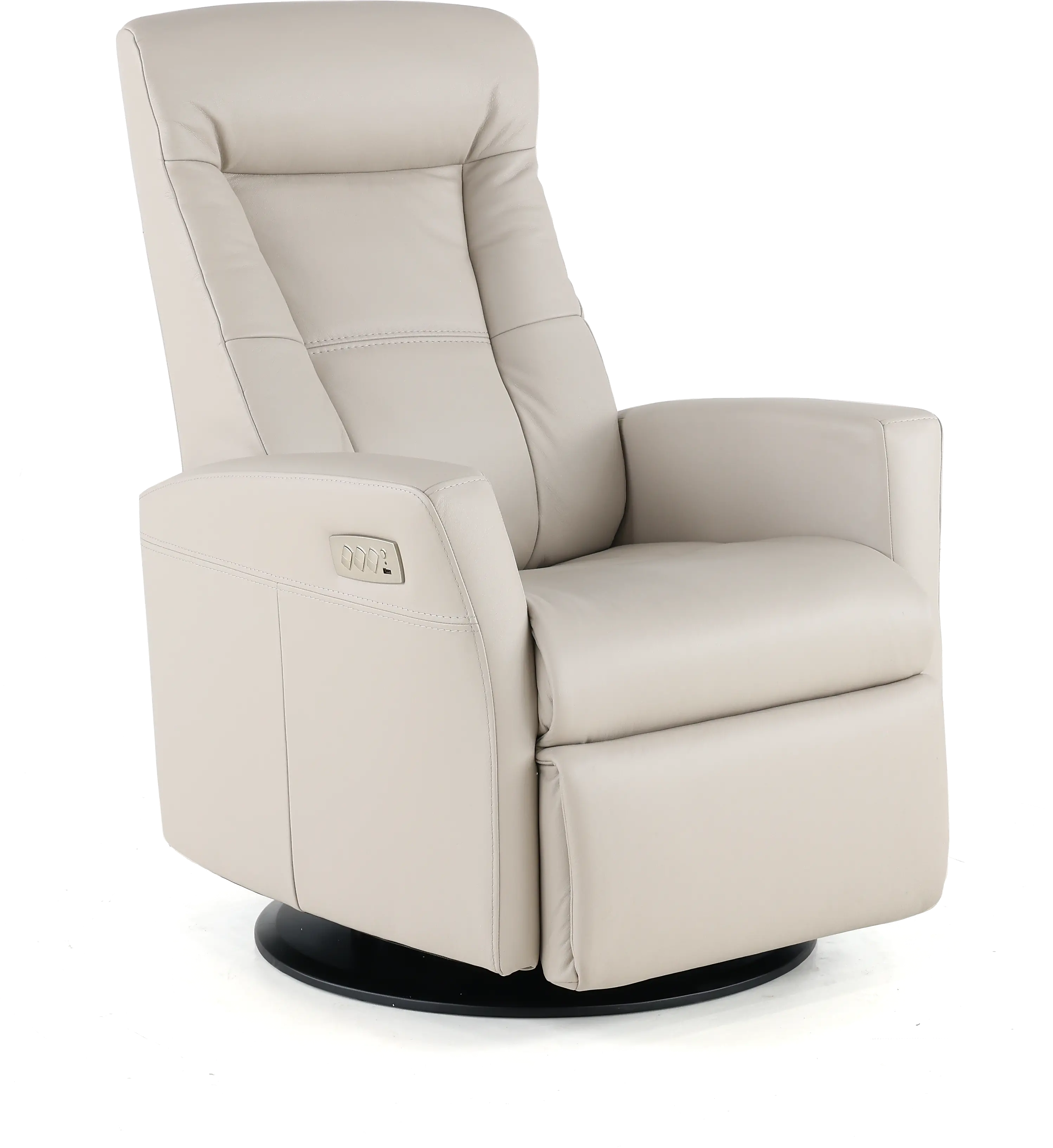 Grove Gray Large Leather Swivel Glider Power Recliner with Adjustable Headrest-7