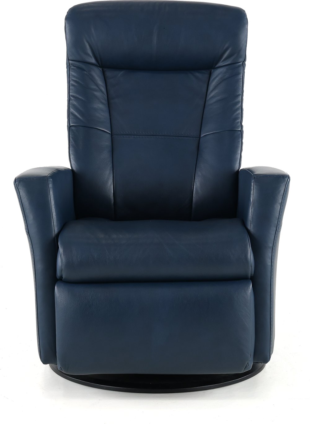 Grove Blue Standard Leather Swivel Glider Power Recliner with Adjustable Headrest