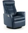 Grove Blue Standard Leather Swivel Glider Power Recliner with Adjustable Headrest