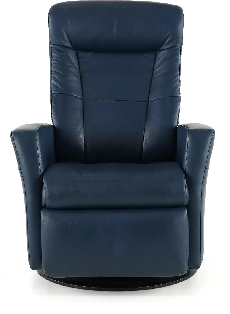 Grove Blue Standard Leather Swivel Glider Power Recliner with Adjustable Headrest