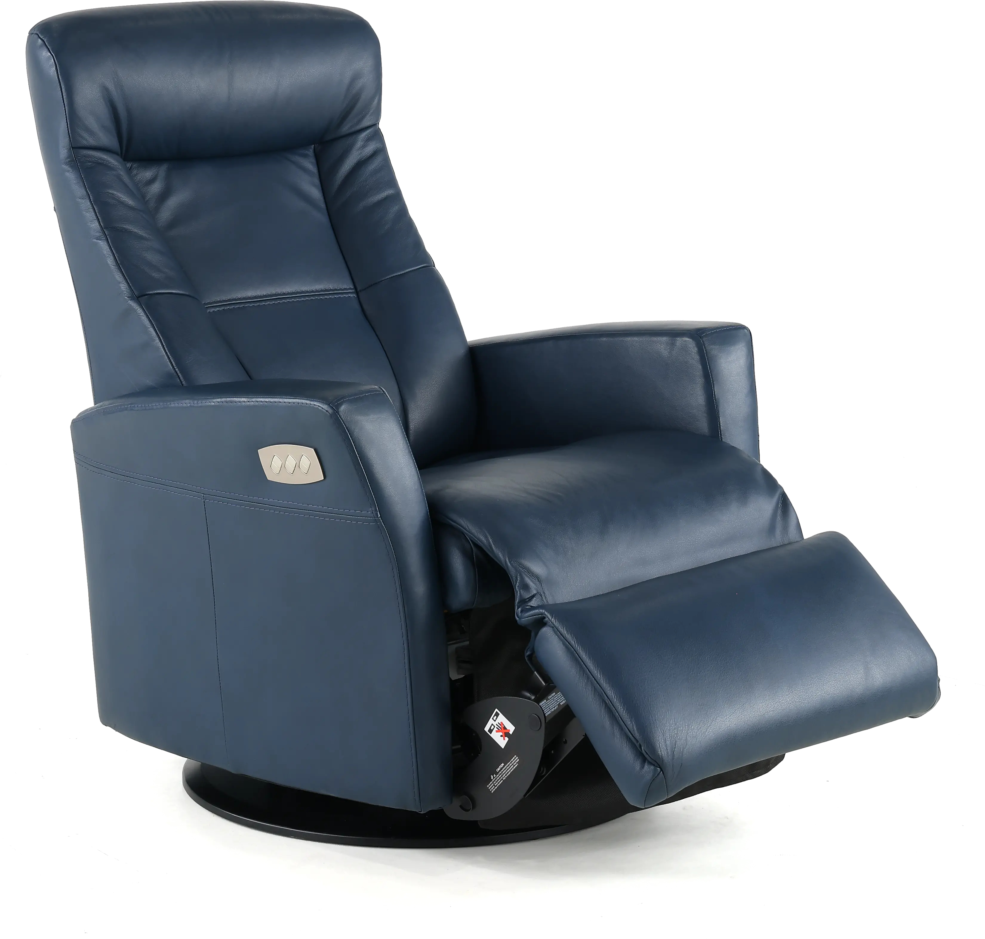 Grove Blue Standard Leather Swivel Glider Power Recliner with Adjustable Headrest-5
