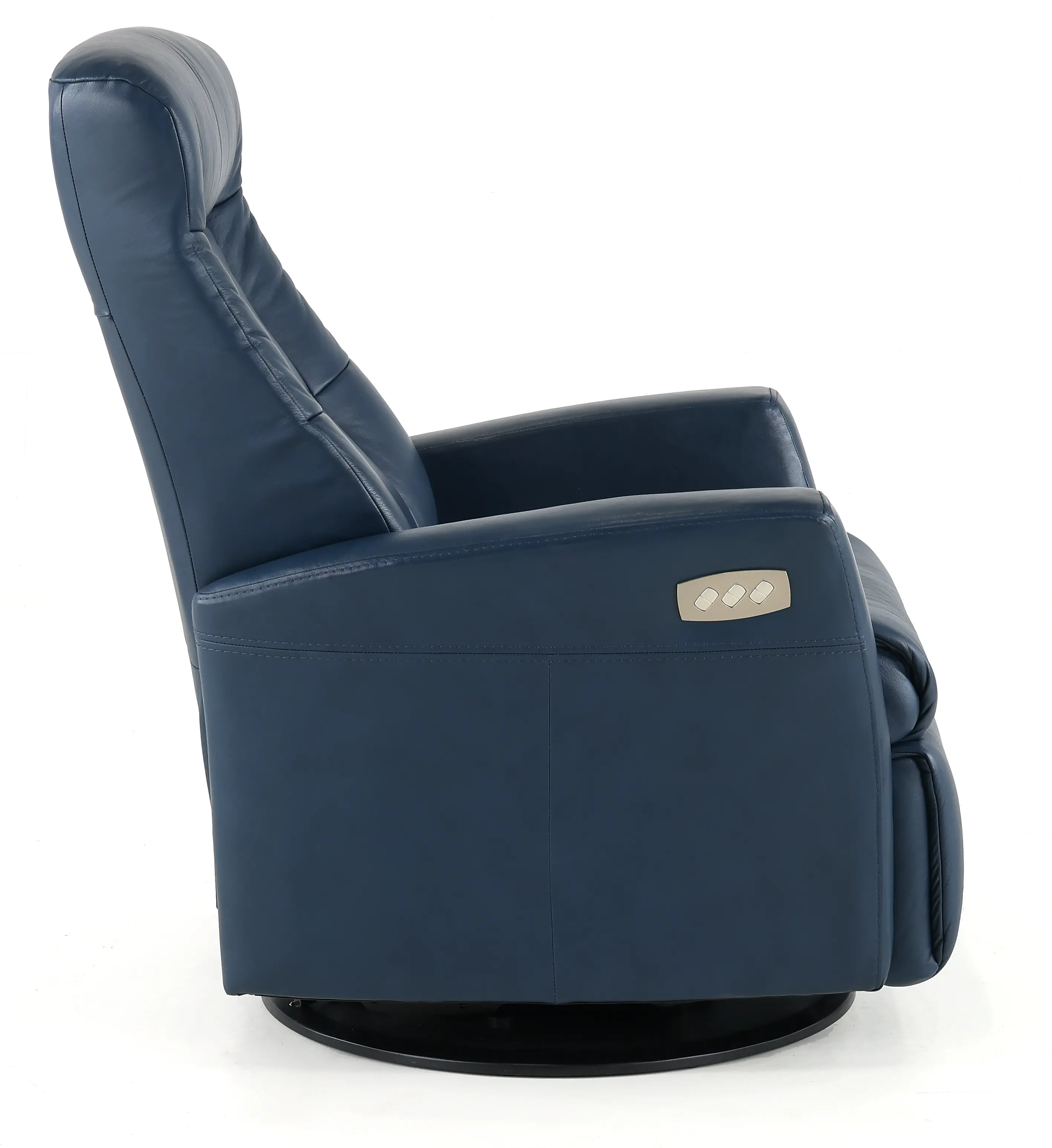 Grove Blue Standard Leather Swivel Glider Power Recliner with Adjustable Headrest-6