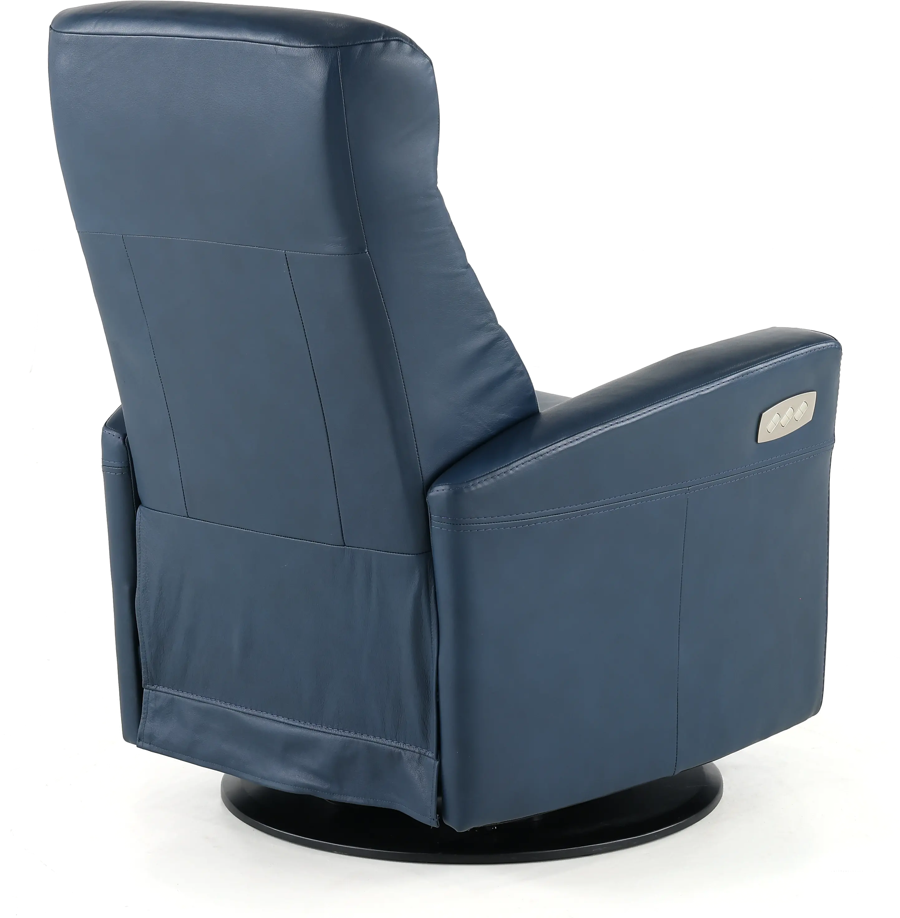 Grove Blue Standard Leather Swivel Glider Power Recliner with Adjustable Headrest-7