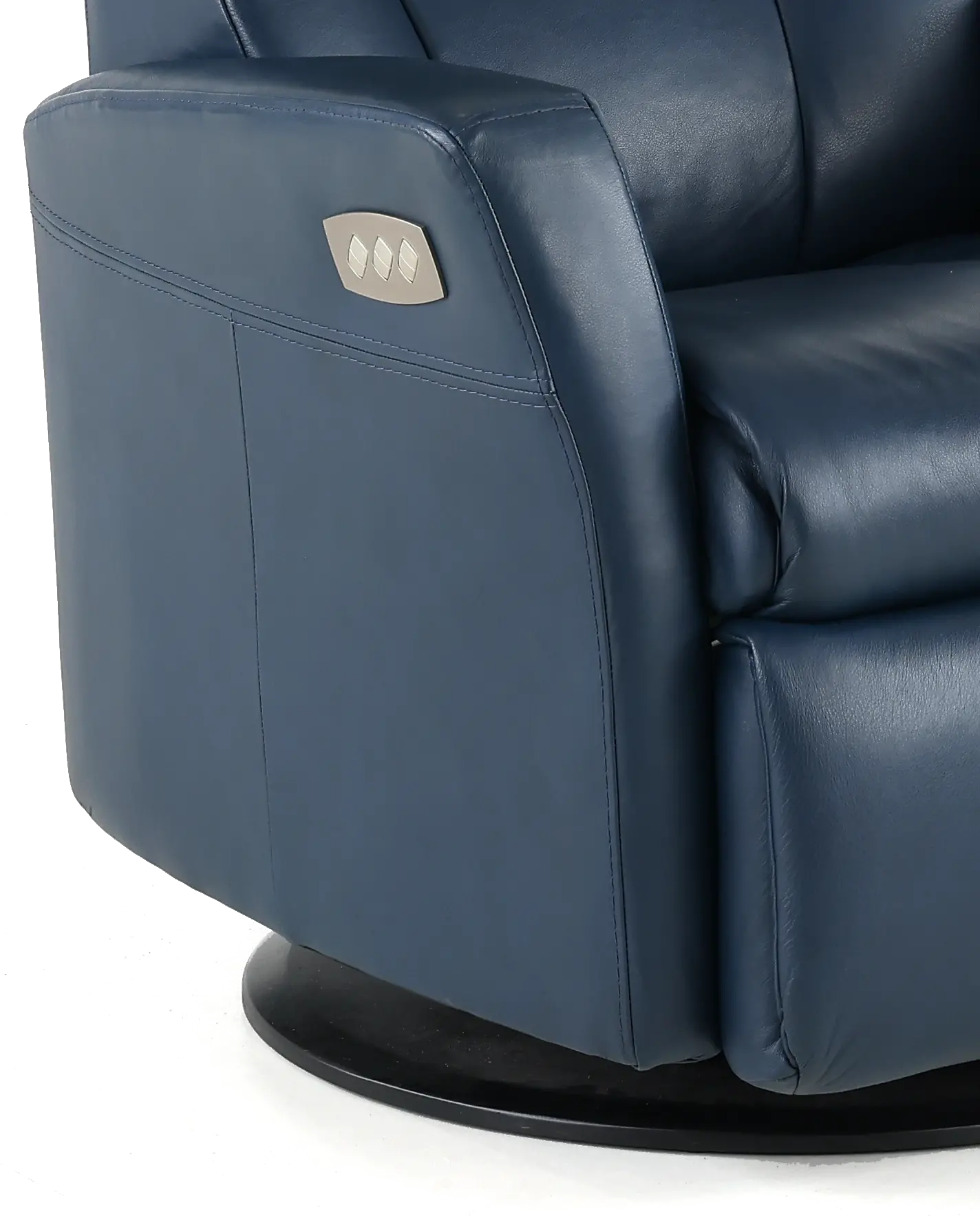 Grove Blue Standard Leather Swivel Glider Power Recliner with Adjustable Headrest-8