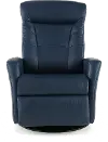 Grove Blue Large Leather Swivel Glider Power Recliner with Adjustable Headrest