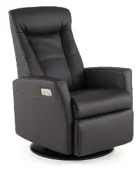 Grove Brown Standard Leather Swivel Glider Power Recliner with Adjustable Headrest