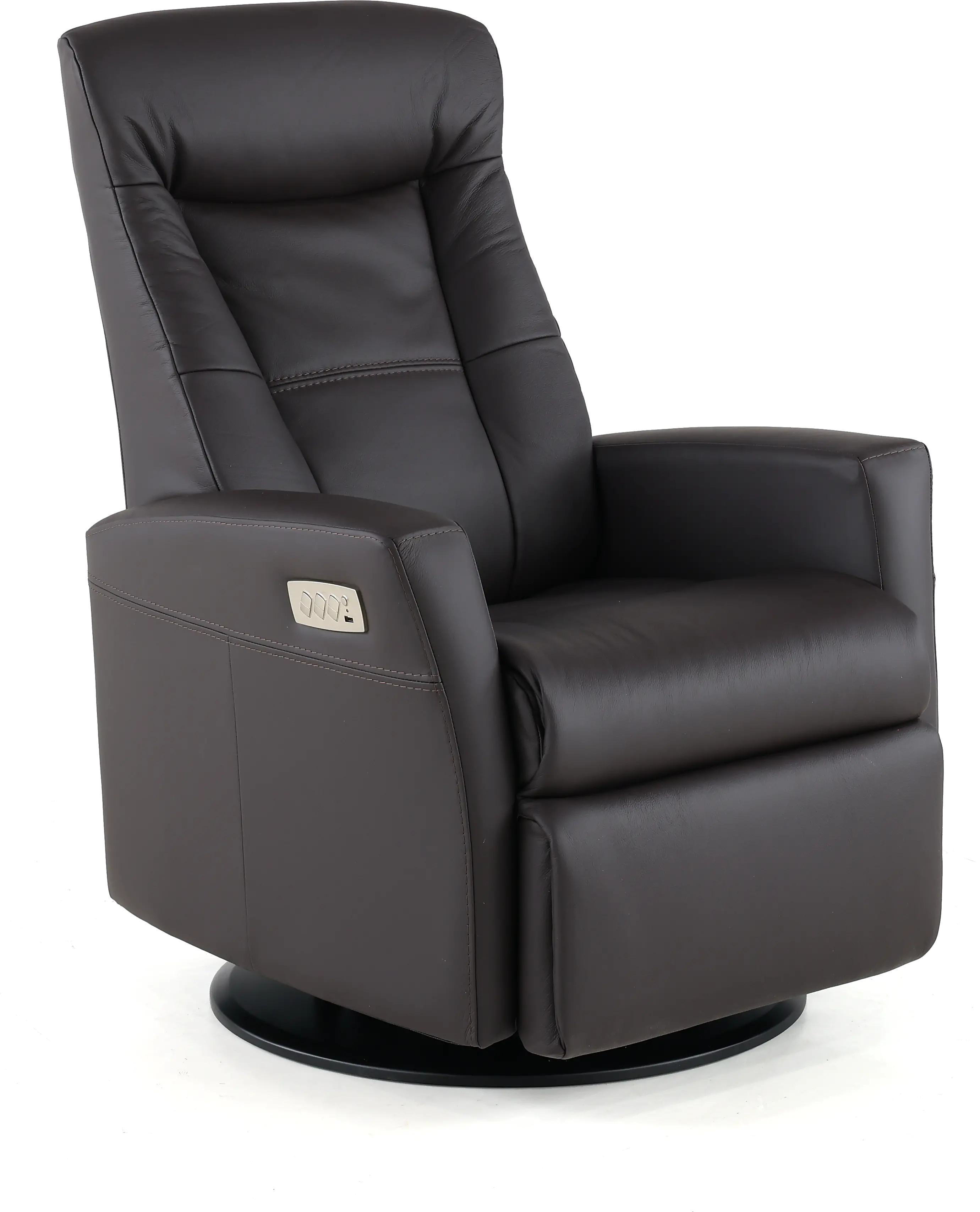 Grove Brown Standard Leather Swivel Glider Power Recliner with Adjustable Headrest-4
