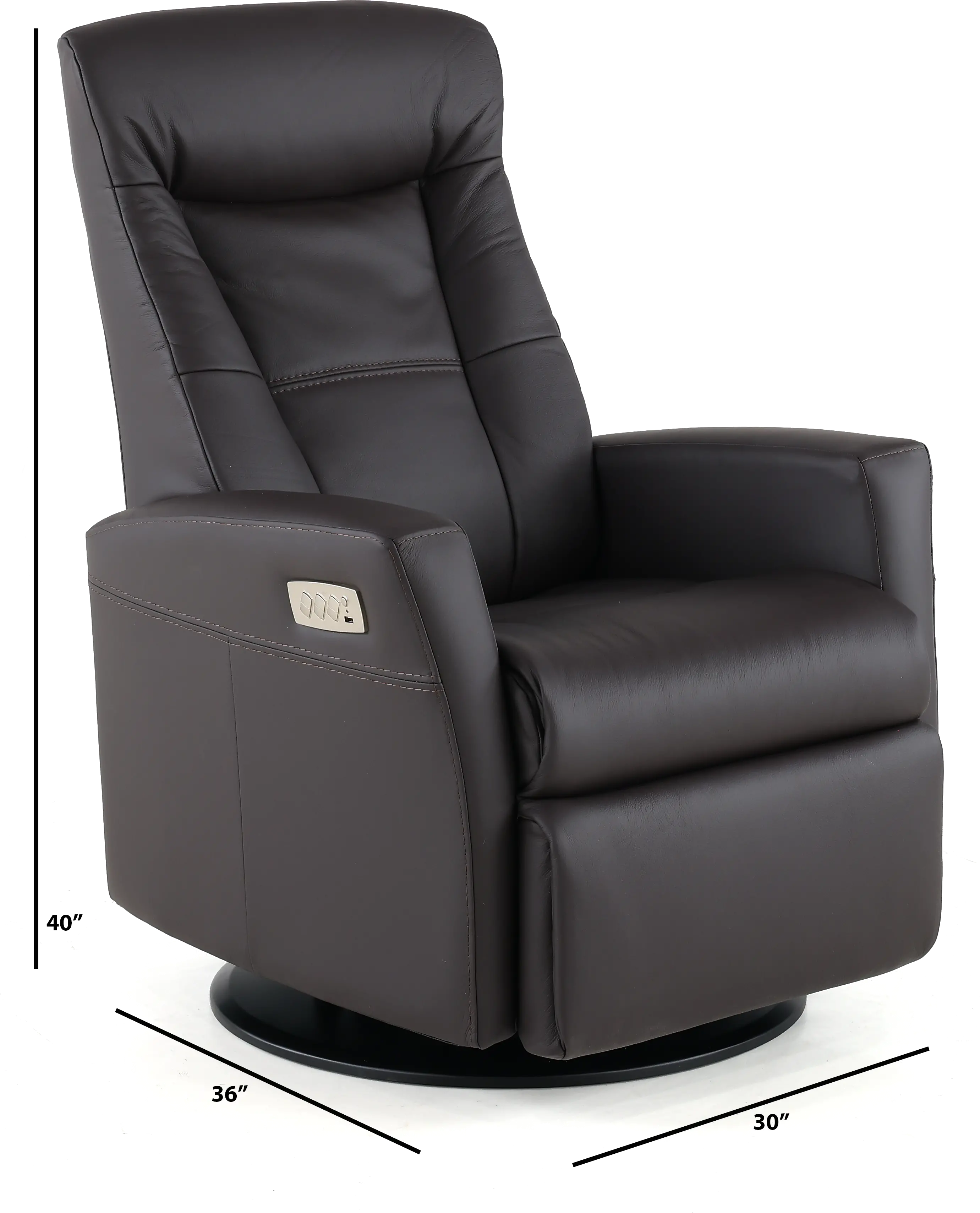 Grove Brown Standard Leather Swivel Glider Power Recliner with Adjustable Headrest-3