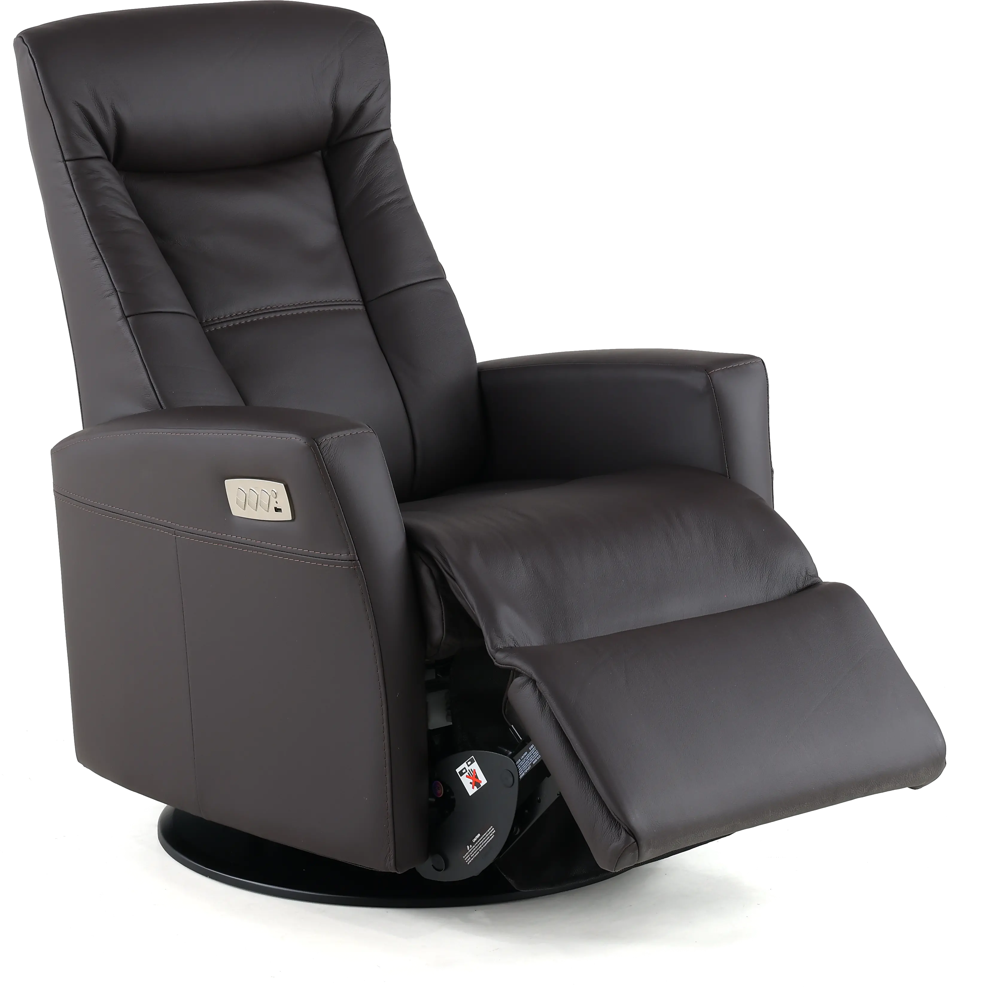 Grove Brown Standard Leather Swivel Glider Power Recliner with Adjustable Headrest-5