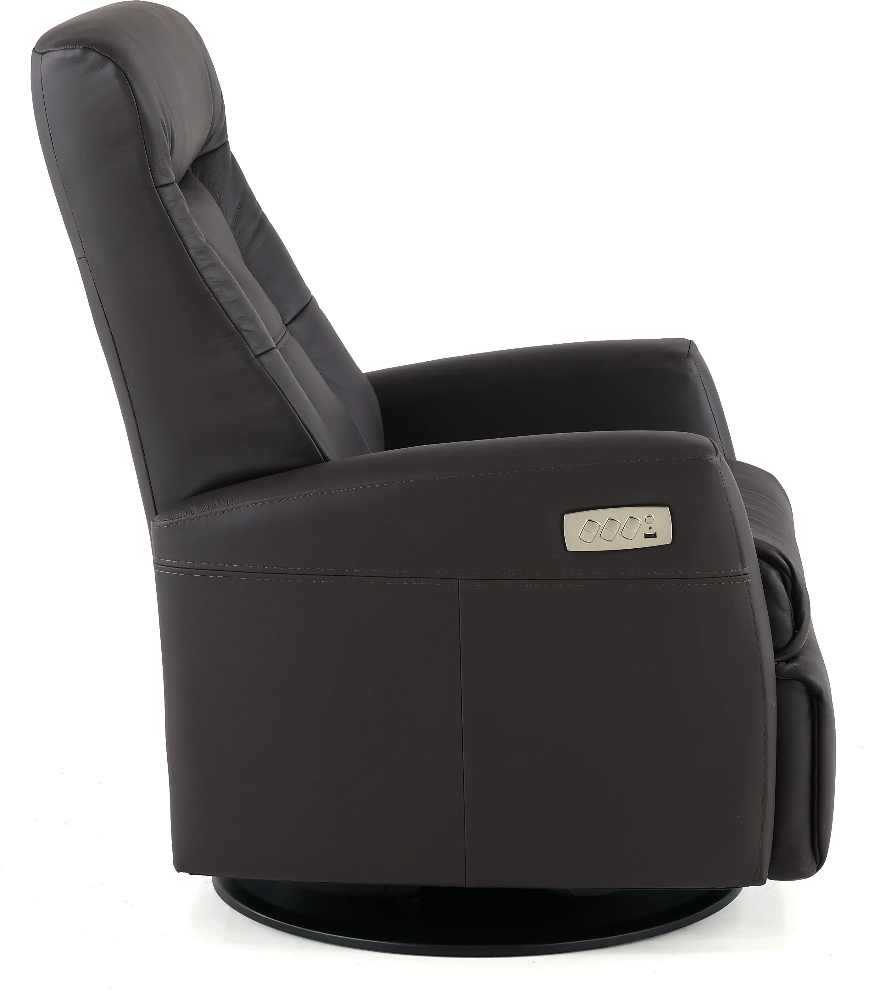 Grove Brown Standard Leather Swivel Glider Power Recliner with Adjustable Headrest-6