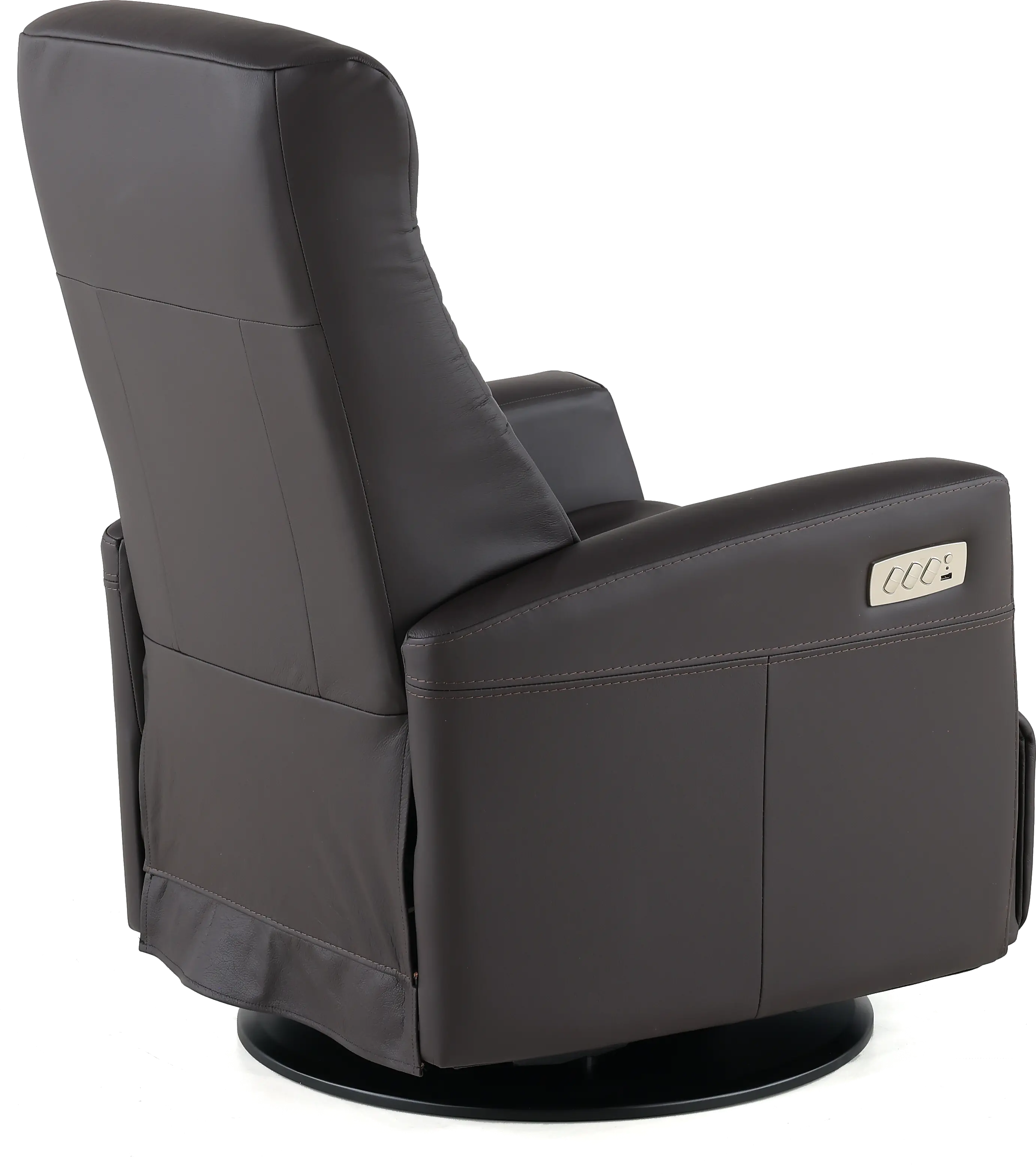 Grove Brown Standard Leather Swivel Glider Power Recliner with Adjustable Headrest-7