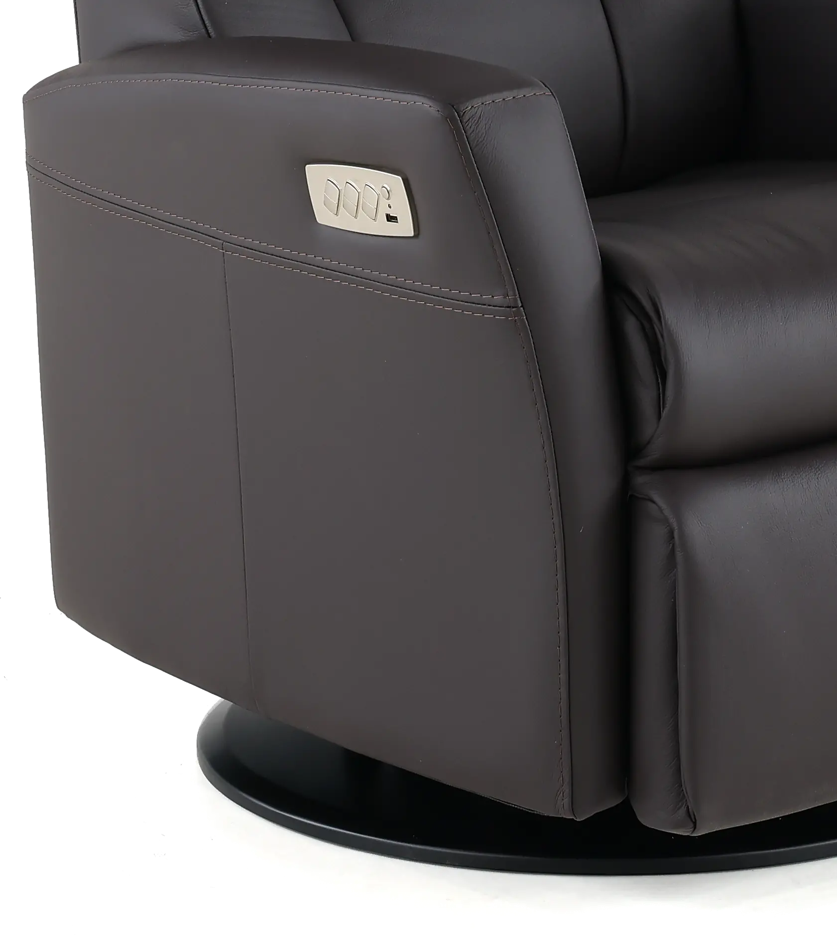Grove Brown Standard Leather Swivel Glider Power Recliner with Adjustable Headrest-8