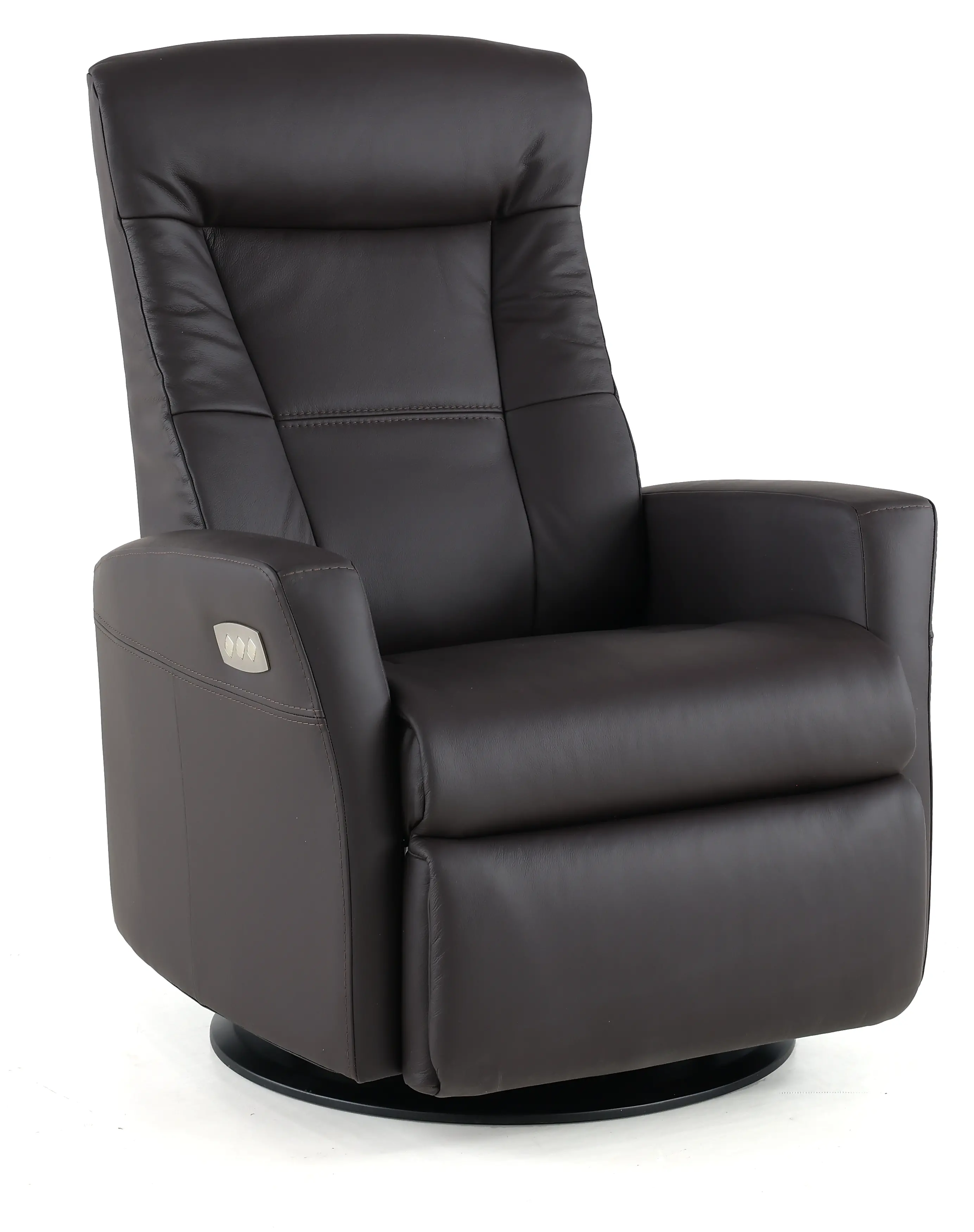 Grove Brown Large Leather Swivel Glider Power Recliner with Adjustable Headrest-1