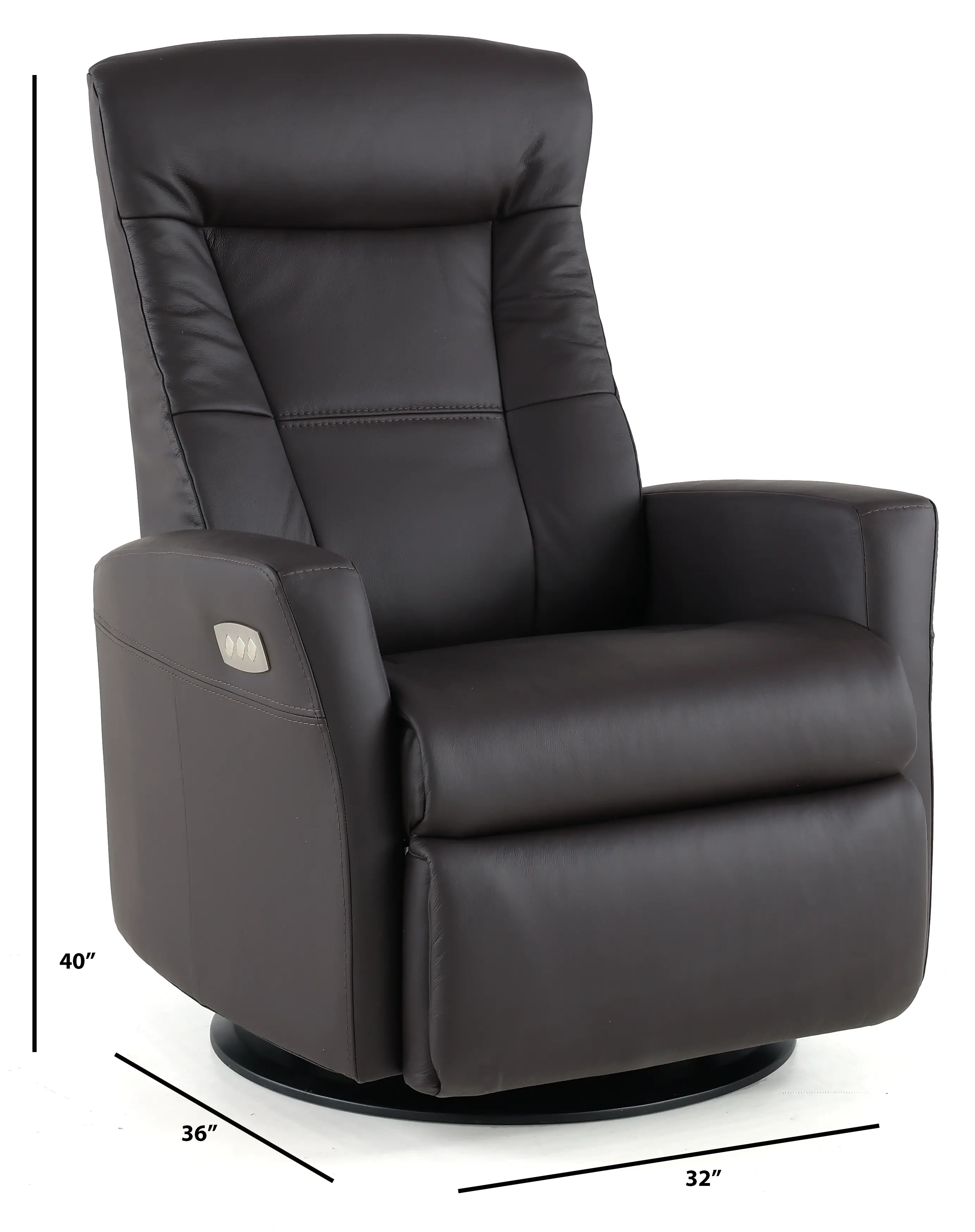 Grove Brown Large Leather Swivel Glider Power Recliner with Adjustable Headrest-3