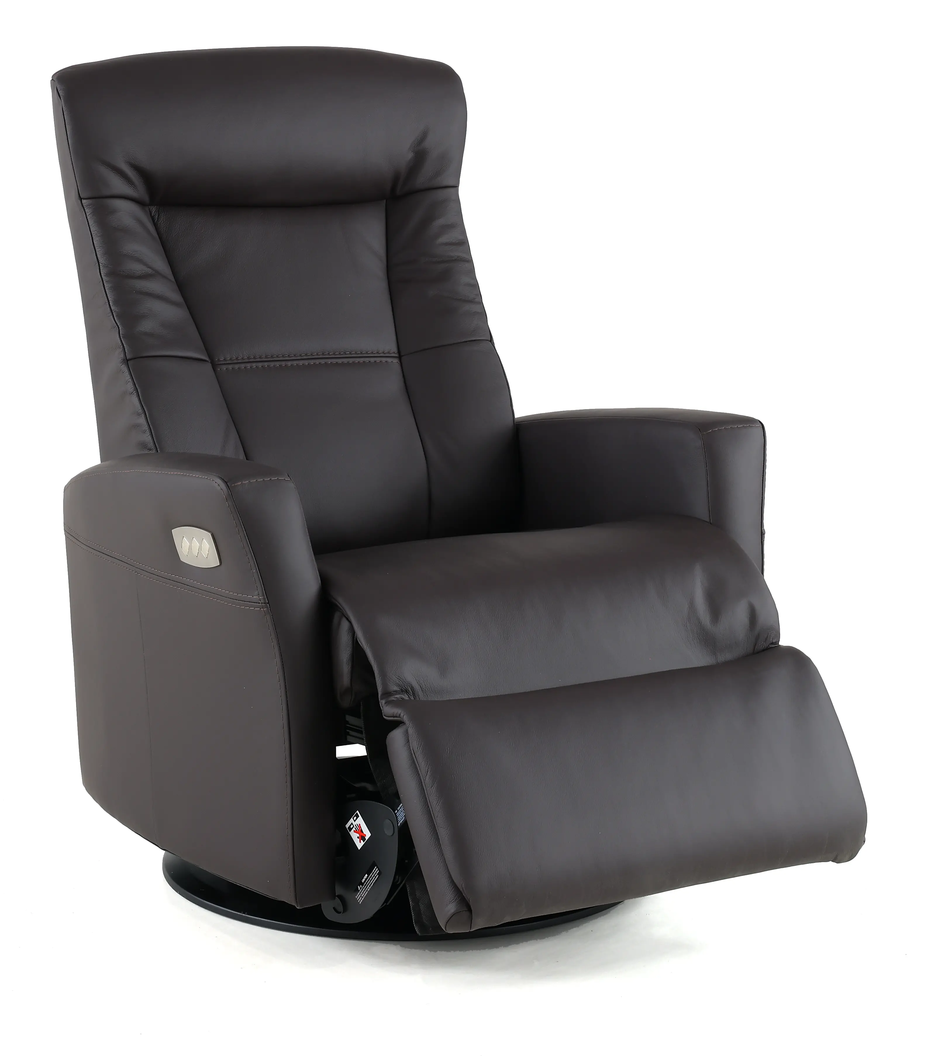 Grove Brown Large Leather Swivel Glider Power Recliner with Adjustable Headrest-4