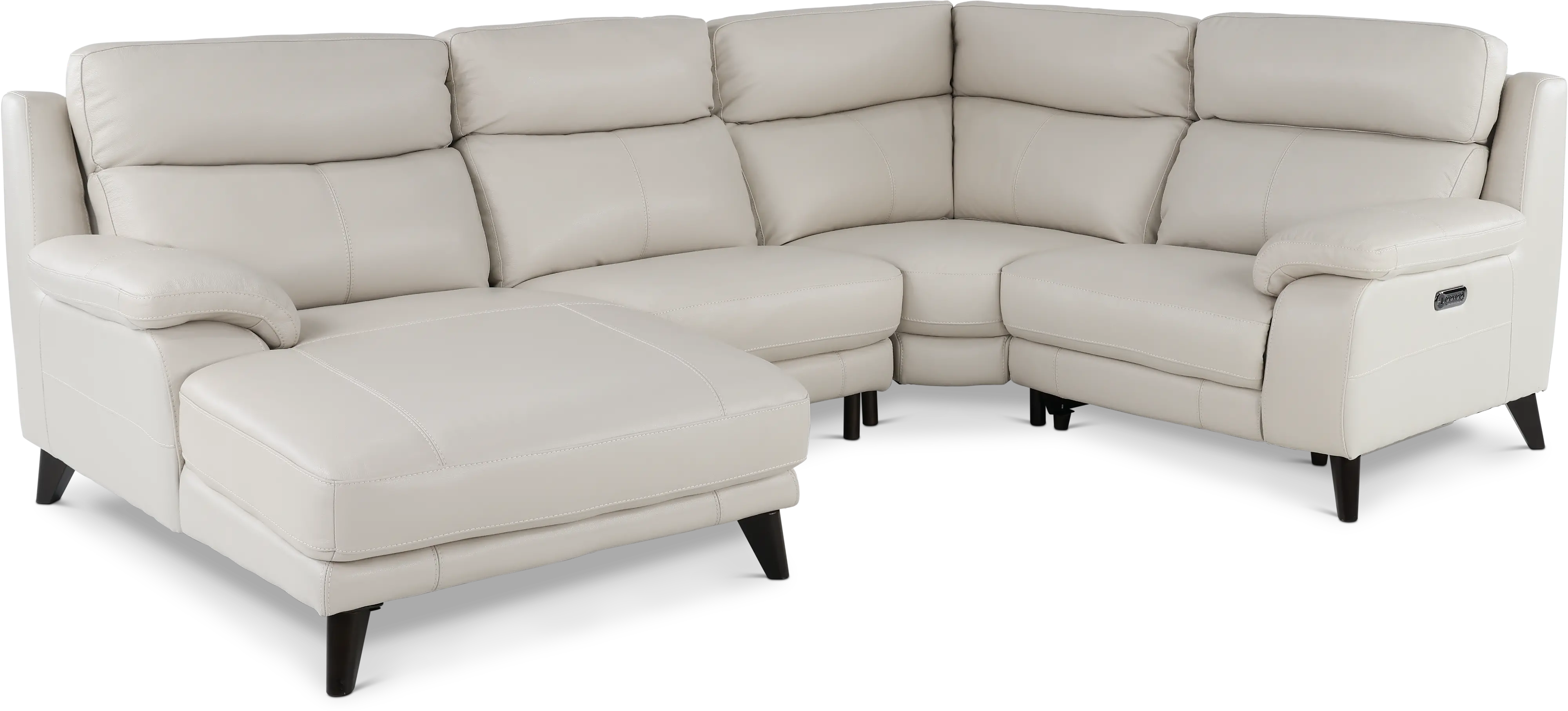 Venice White 4 Piece Power Reclining Sectional-4