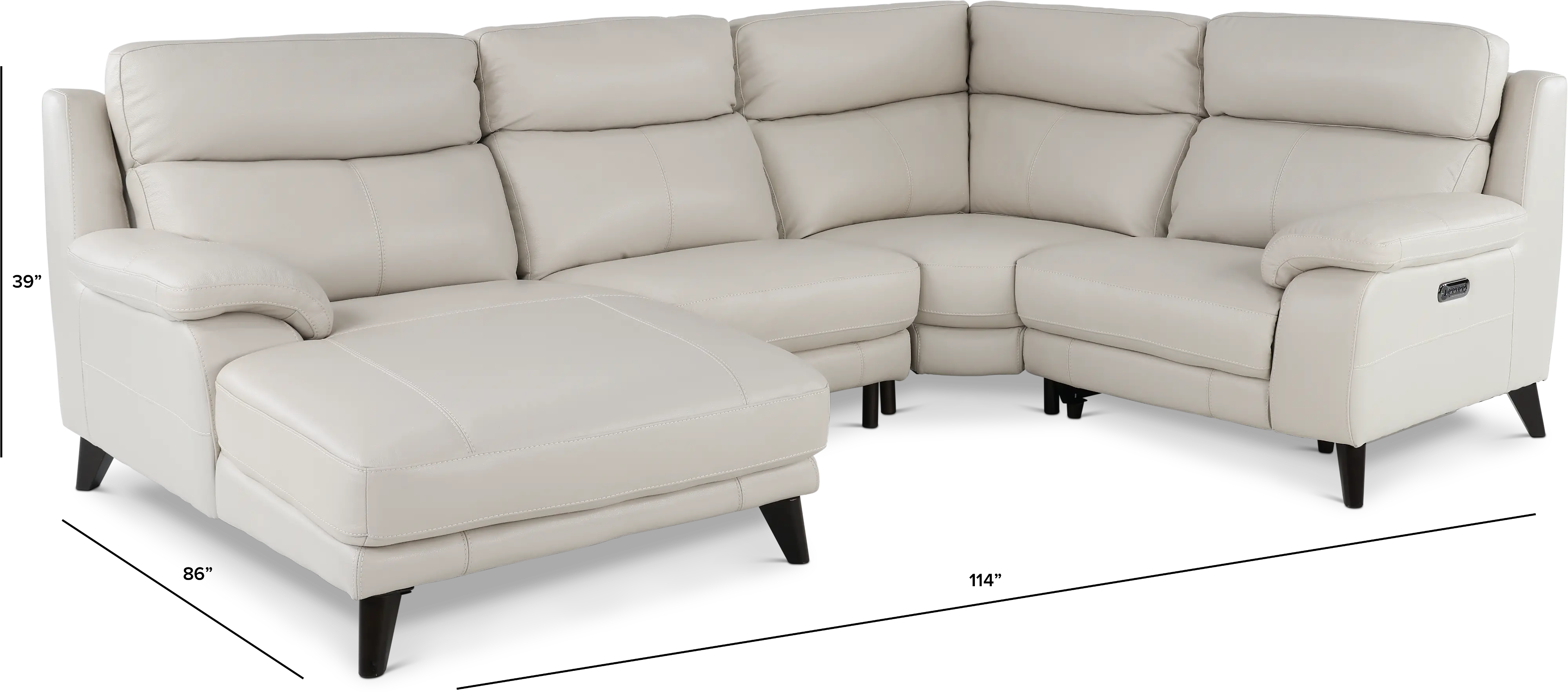 Venice White 4 Piece Power Reclining Sectional-2