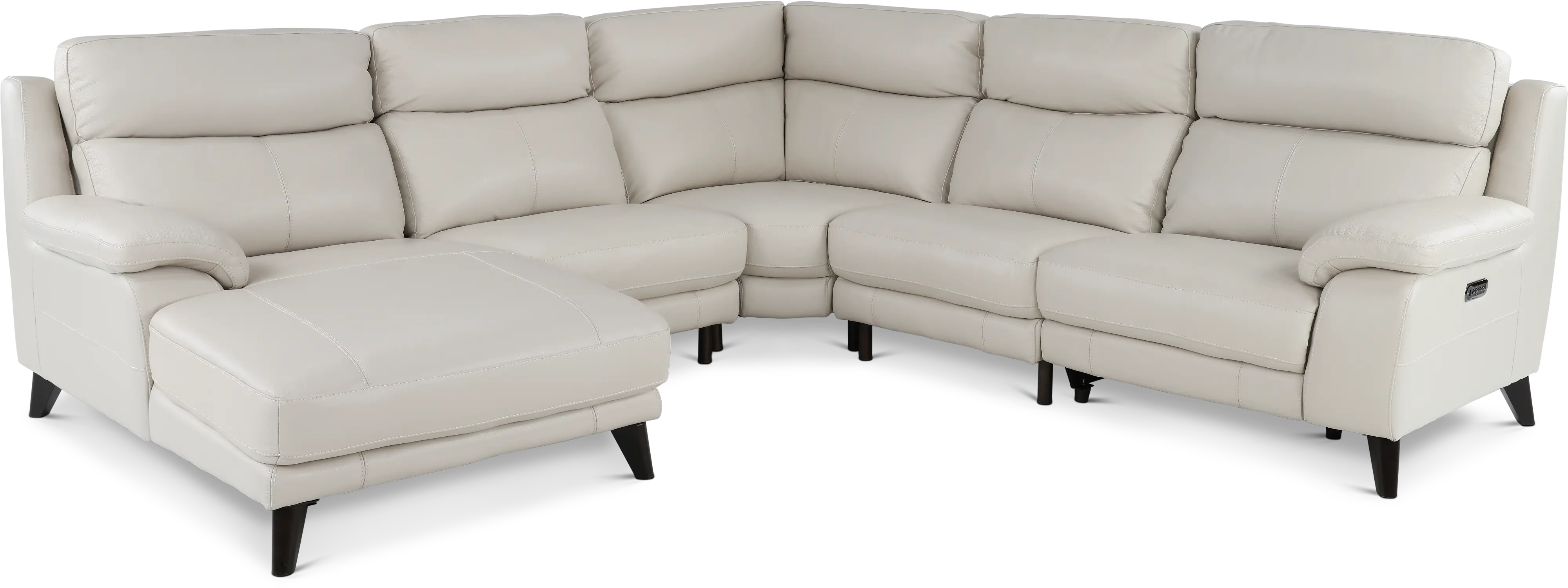 Venice White 5 Piece Power Reclining Sectional-3