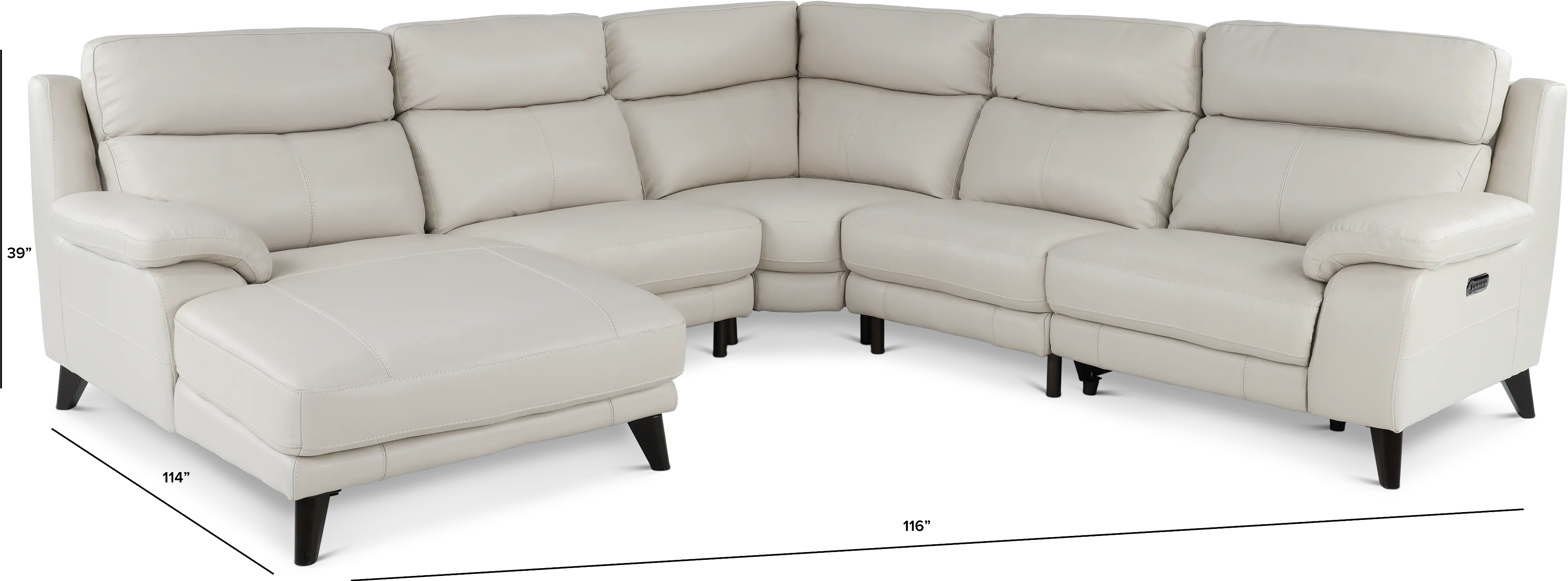 Venice White 5 Piece Power Reclining Sectional-2