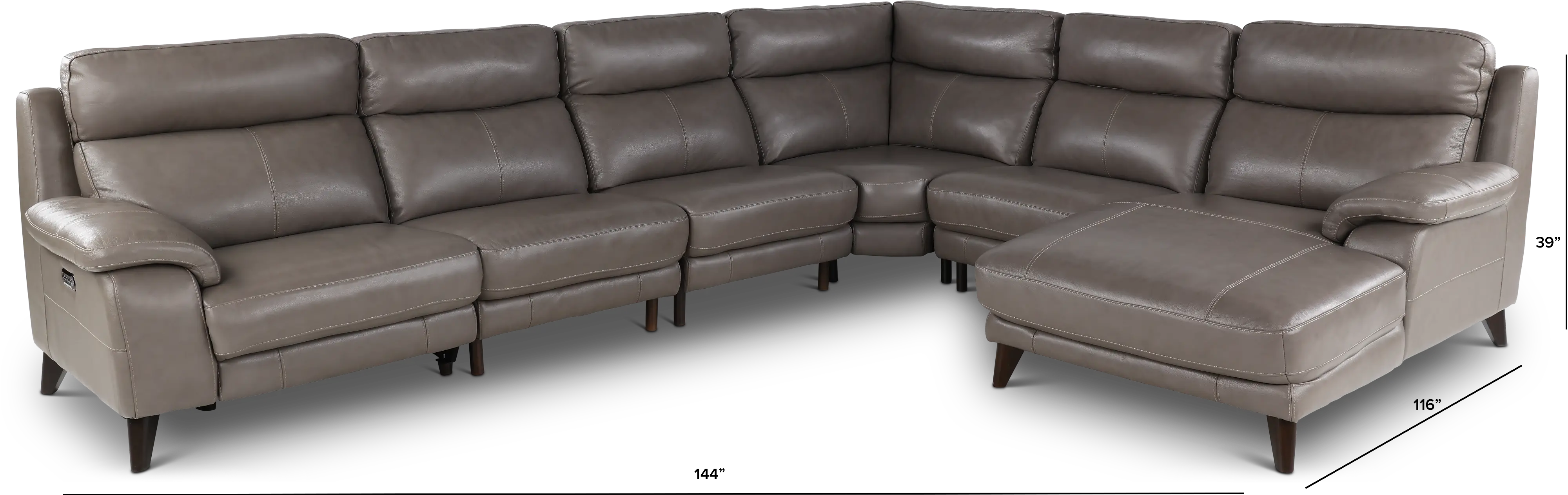 Venice Gray 6 Piece Power Reclining Sectional-3