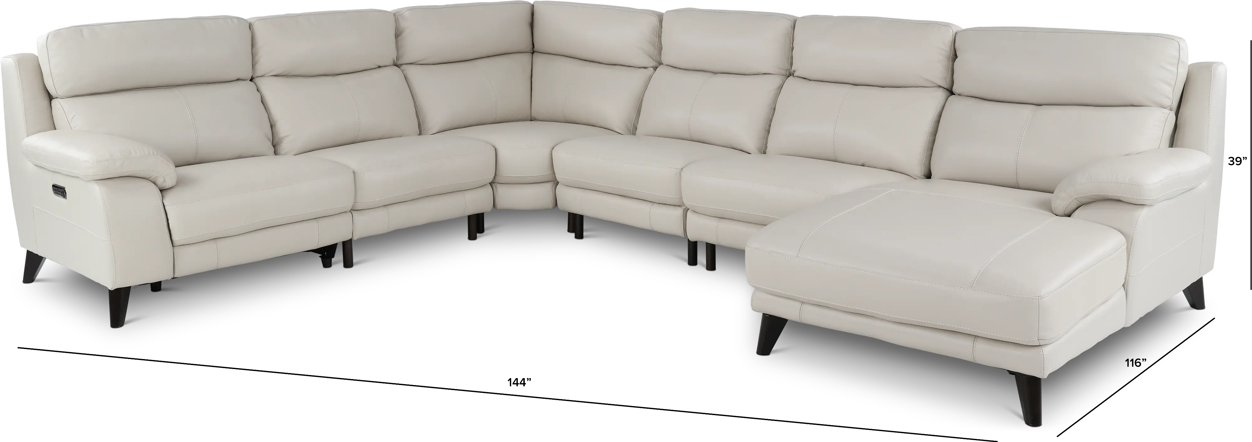Venice White 6 Piece Power Reclining Sectional-3