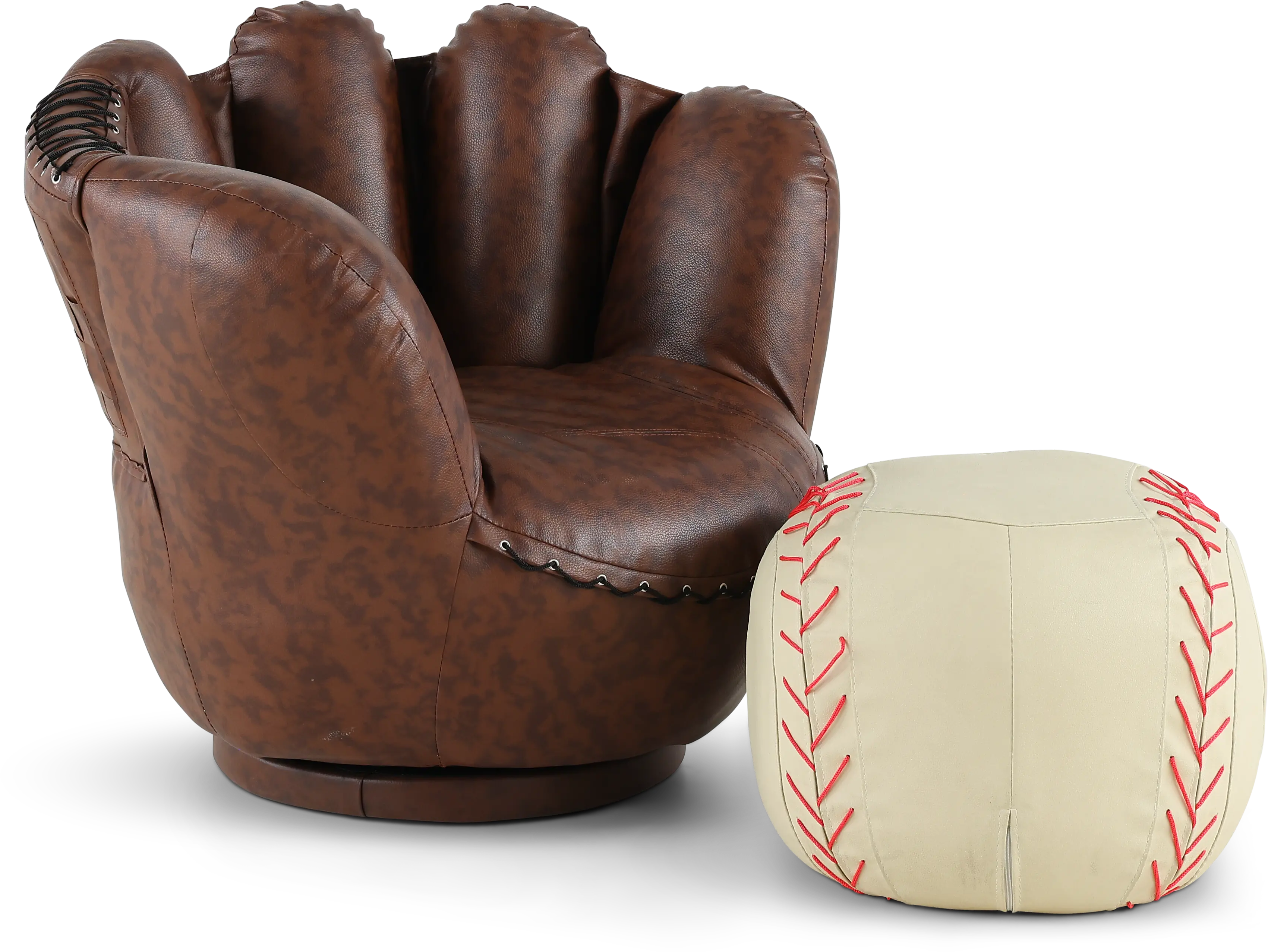 Youth Baseball Glove Chair and Baseball Ottoman-4