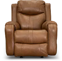 Marvel Amber Brown Leather-Match Power Rocker Recliner