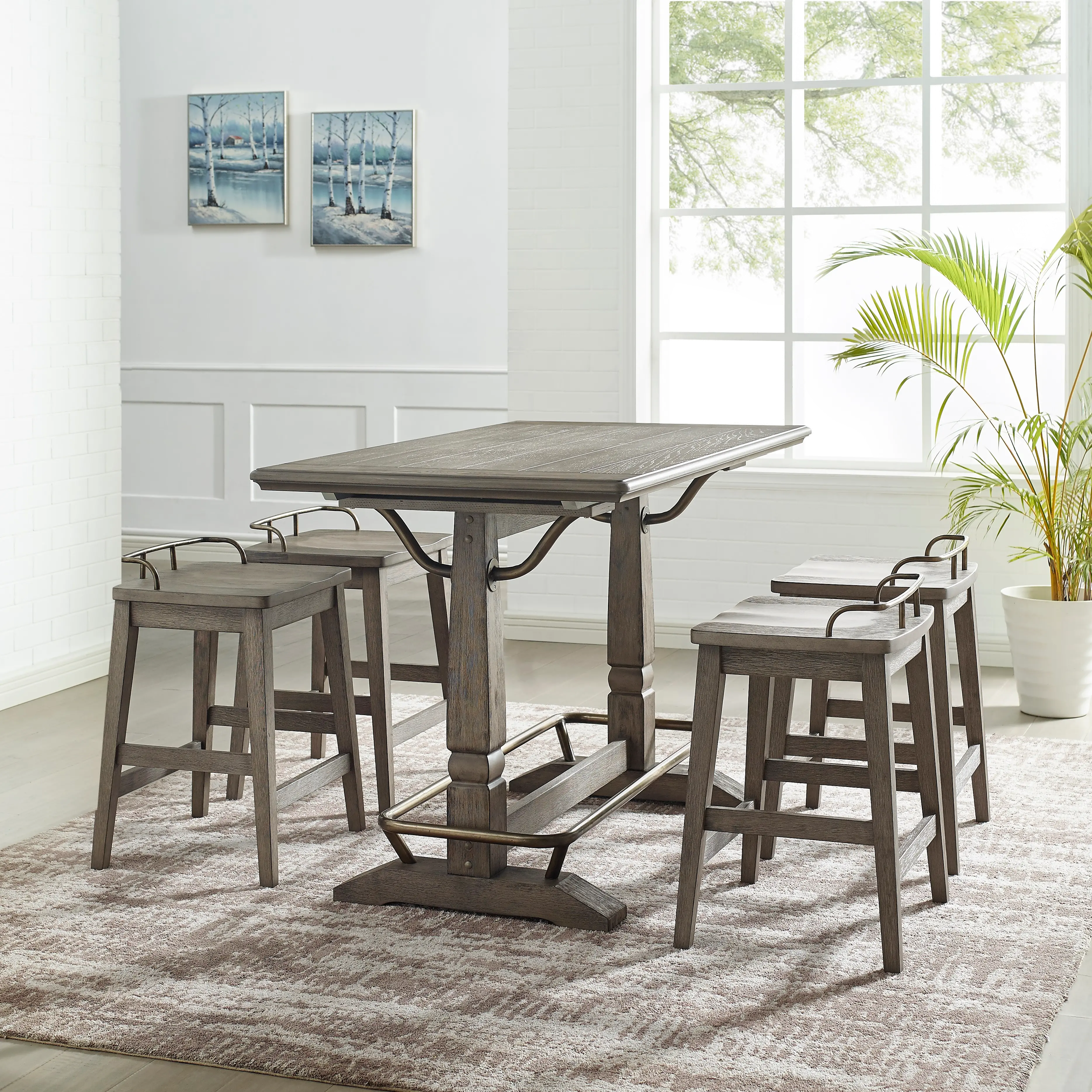 Ryan Farmhouse Gray 5 Piece Counter Height Dining Room Set-1