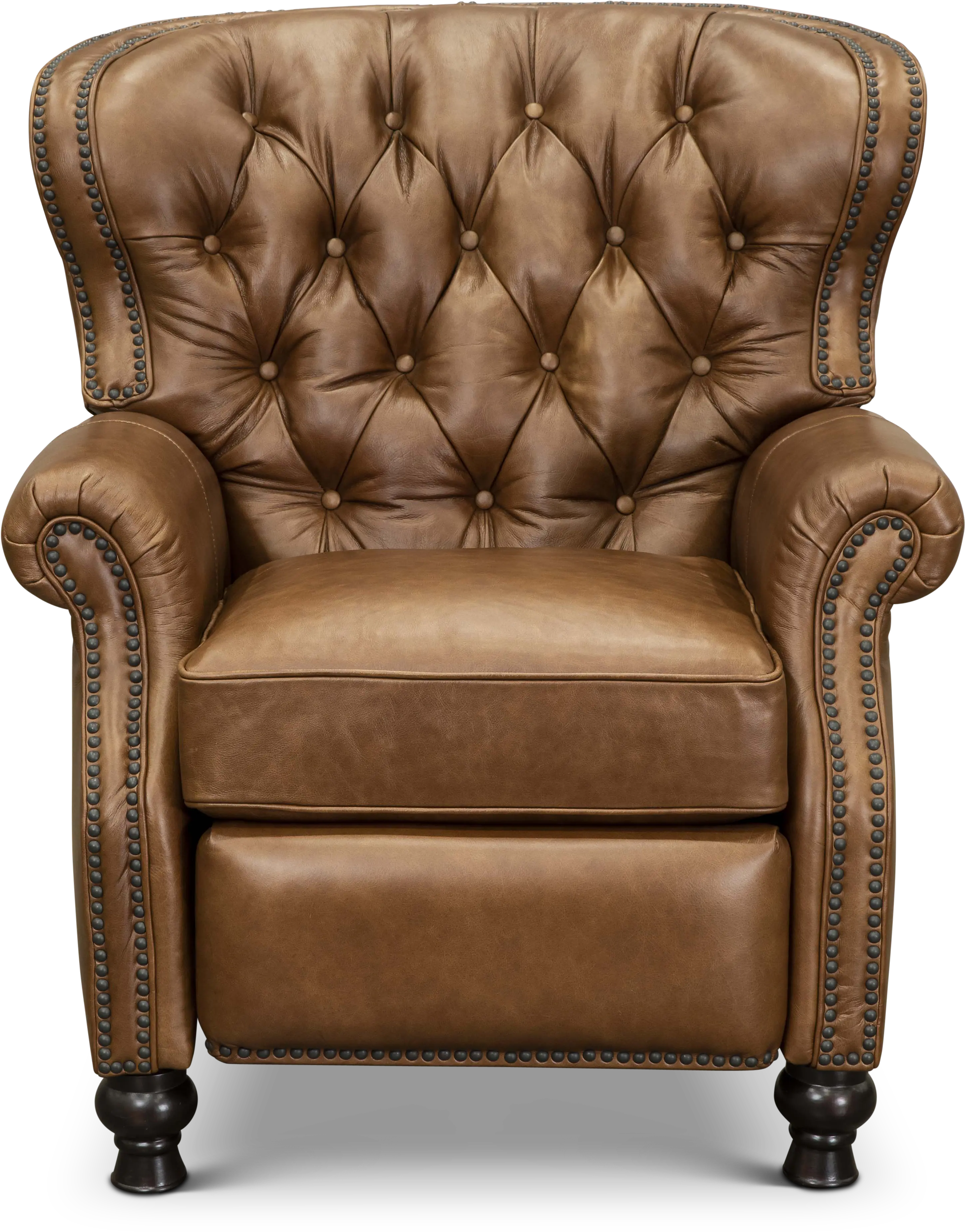 Cambridge Saddle Brown Leather Wingback Push Back Recliner-1