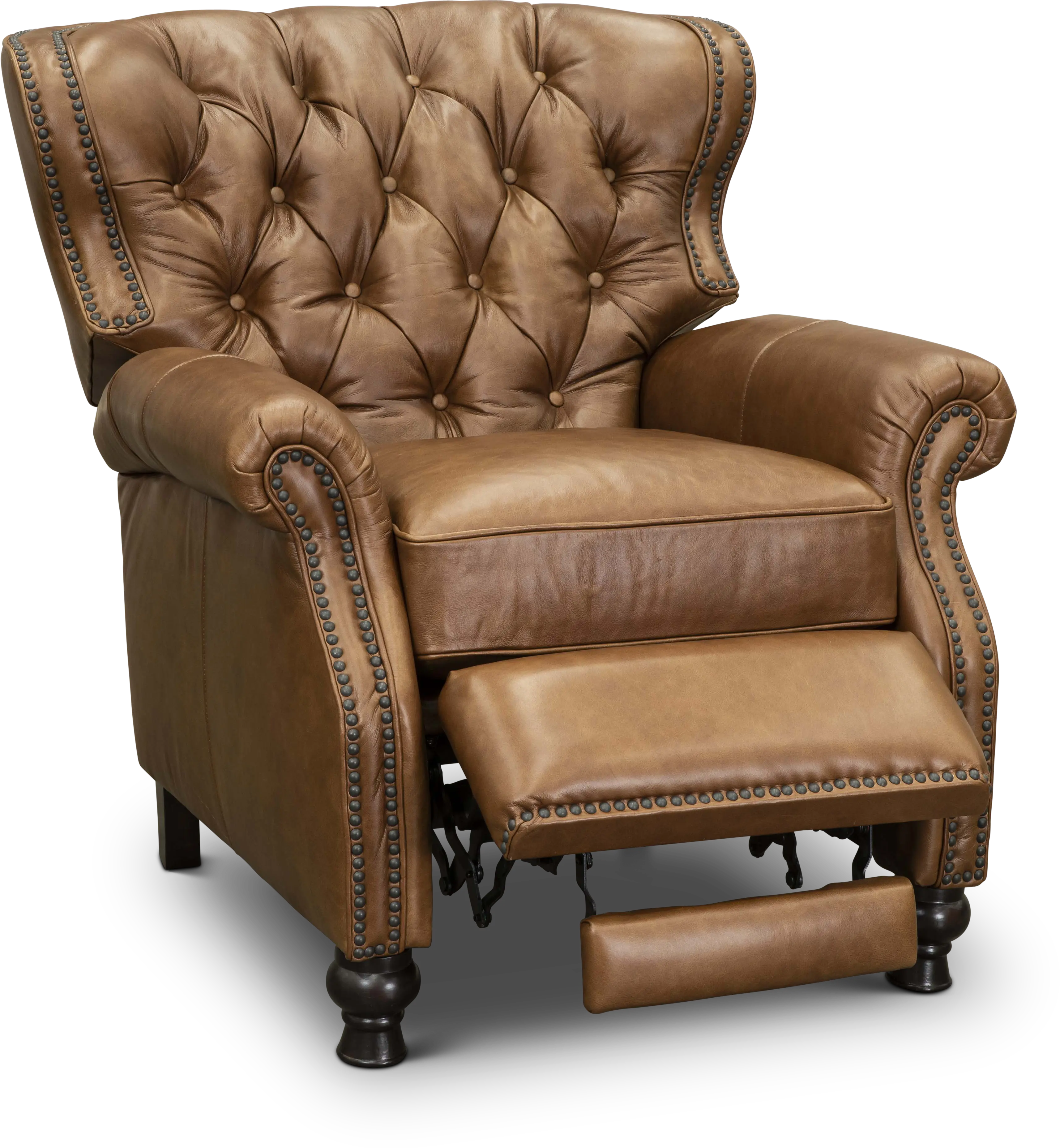 Cambridge Saddle Brown Leather Wingback Push Back Recliner-2