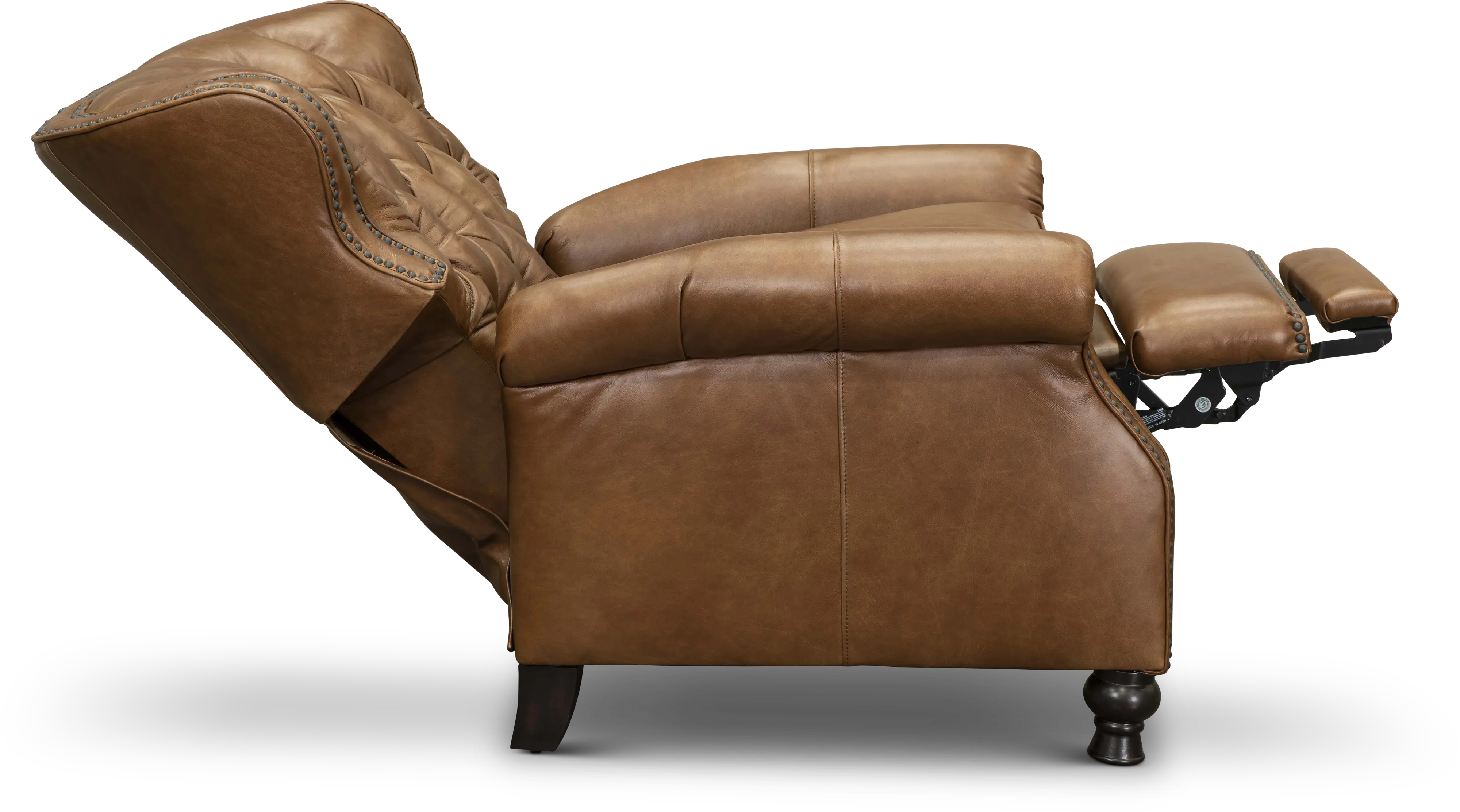 Cambridge Saddle Brown Leather Wingback Push Back Recliner-3